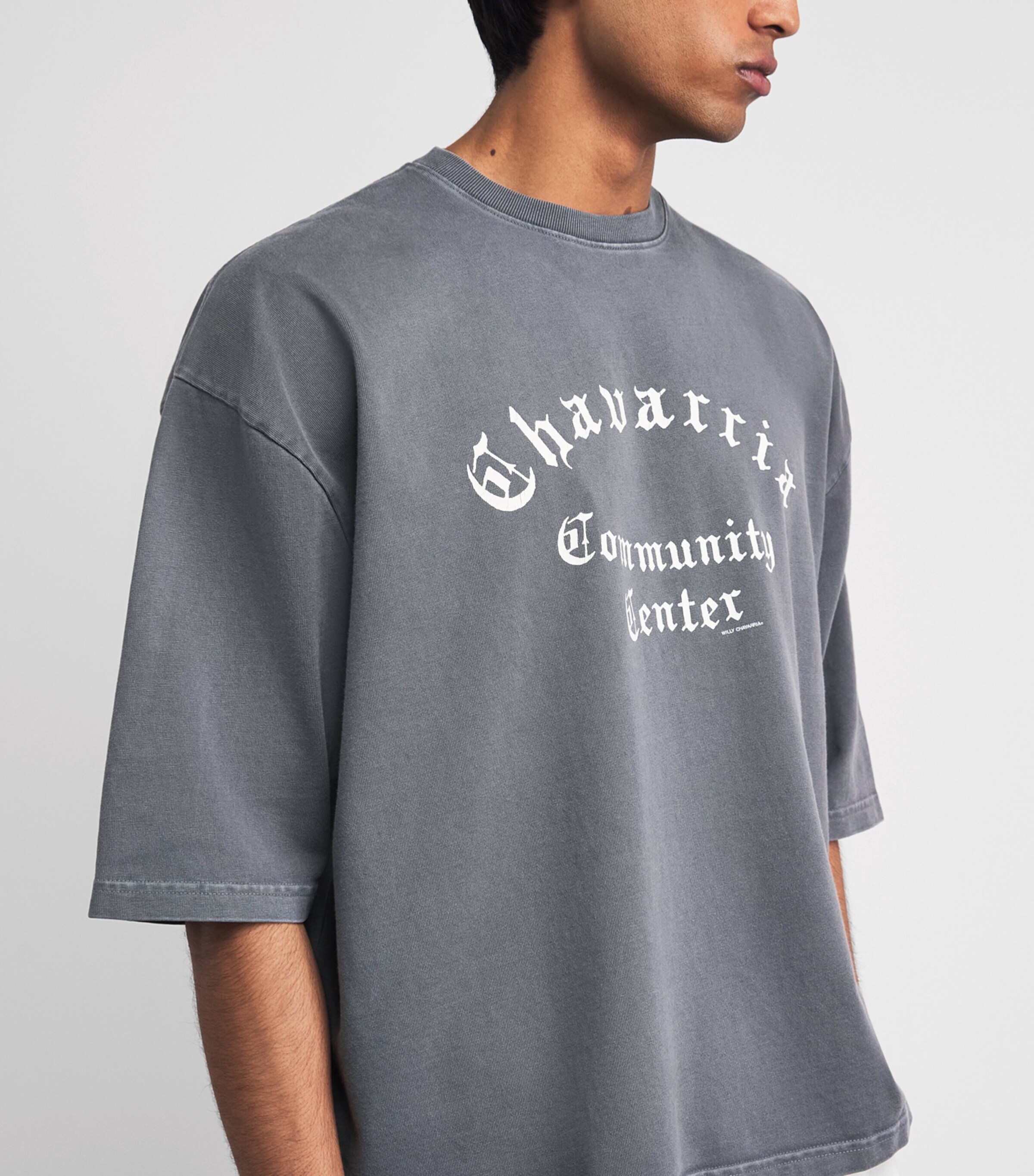 Willy Chavarria Mens Cotton Community Centre T-Shirt Concrete Image 3