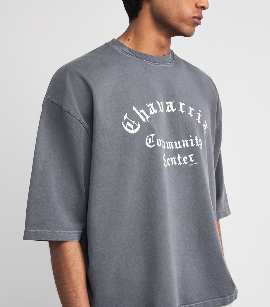 Willy Chavarria Mens Cotton Community Centre T-Shirt Concrete Image 3