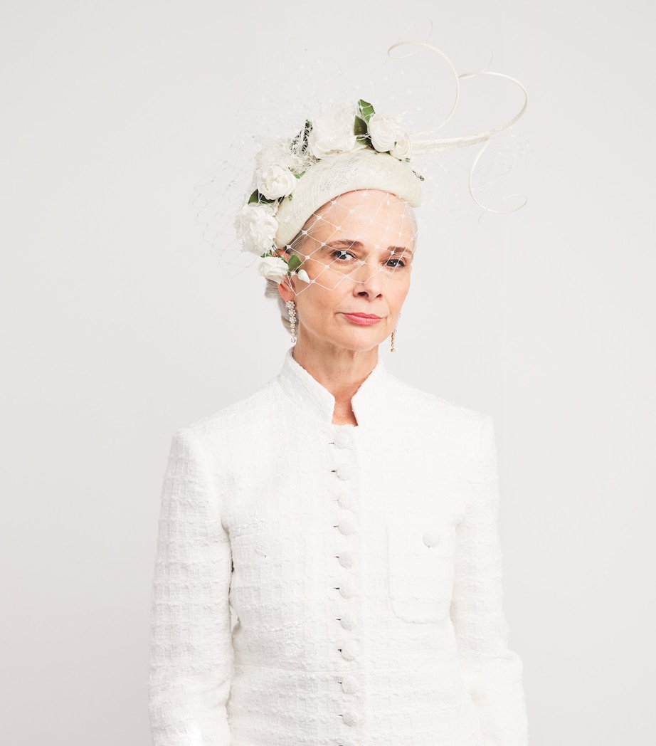 Ivory Rose Flower Fascinator IVRY GREEN LVS QUILL Image 1