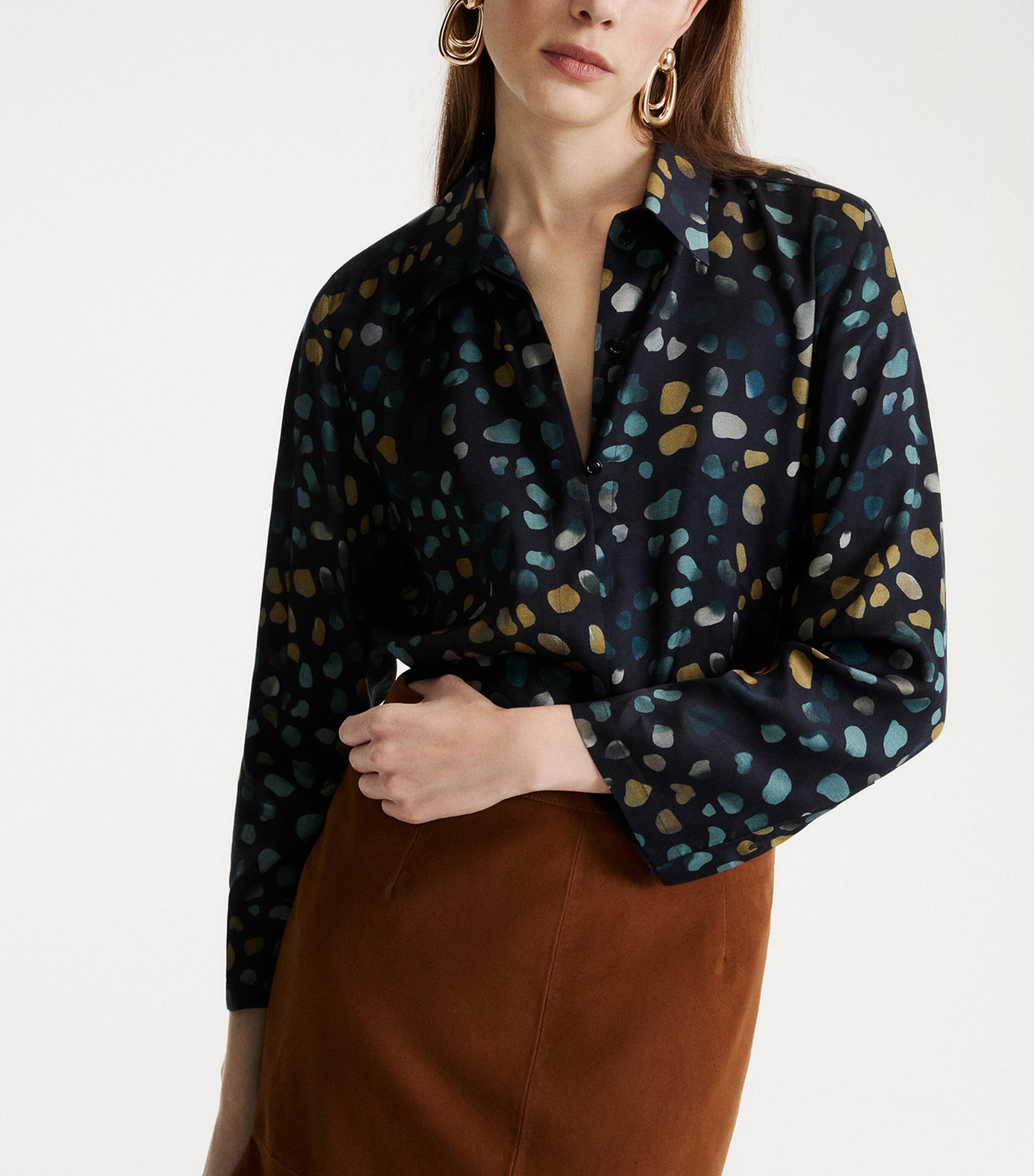 Marella Womens Twill Printed Shirt Navy Image 4