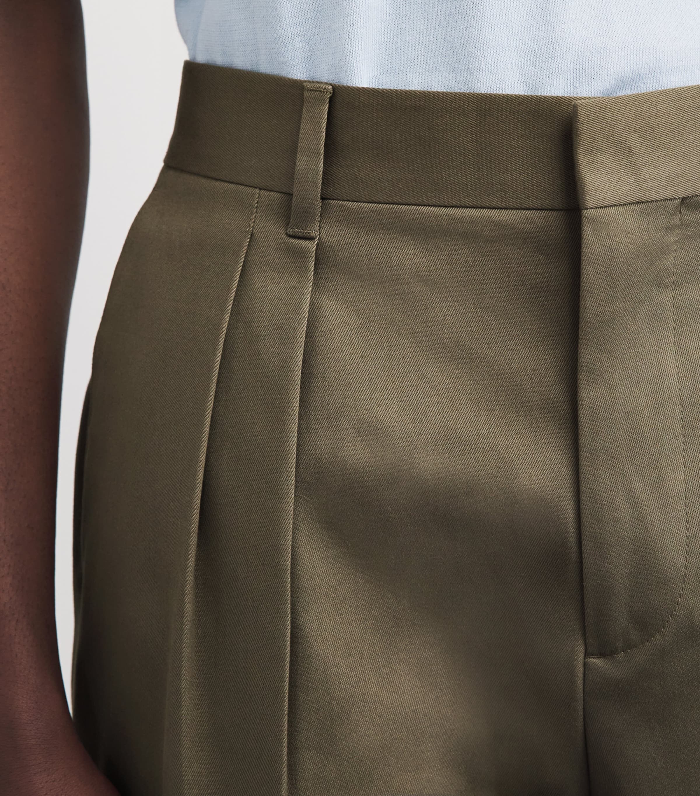 Paul Smith Mens Cotton-Blend Pleated Wide-Leg Trousers Grey Image 3