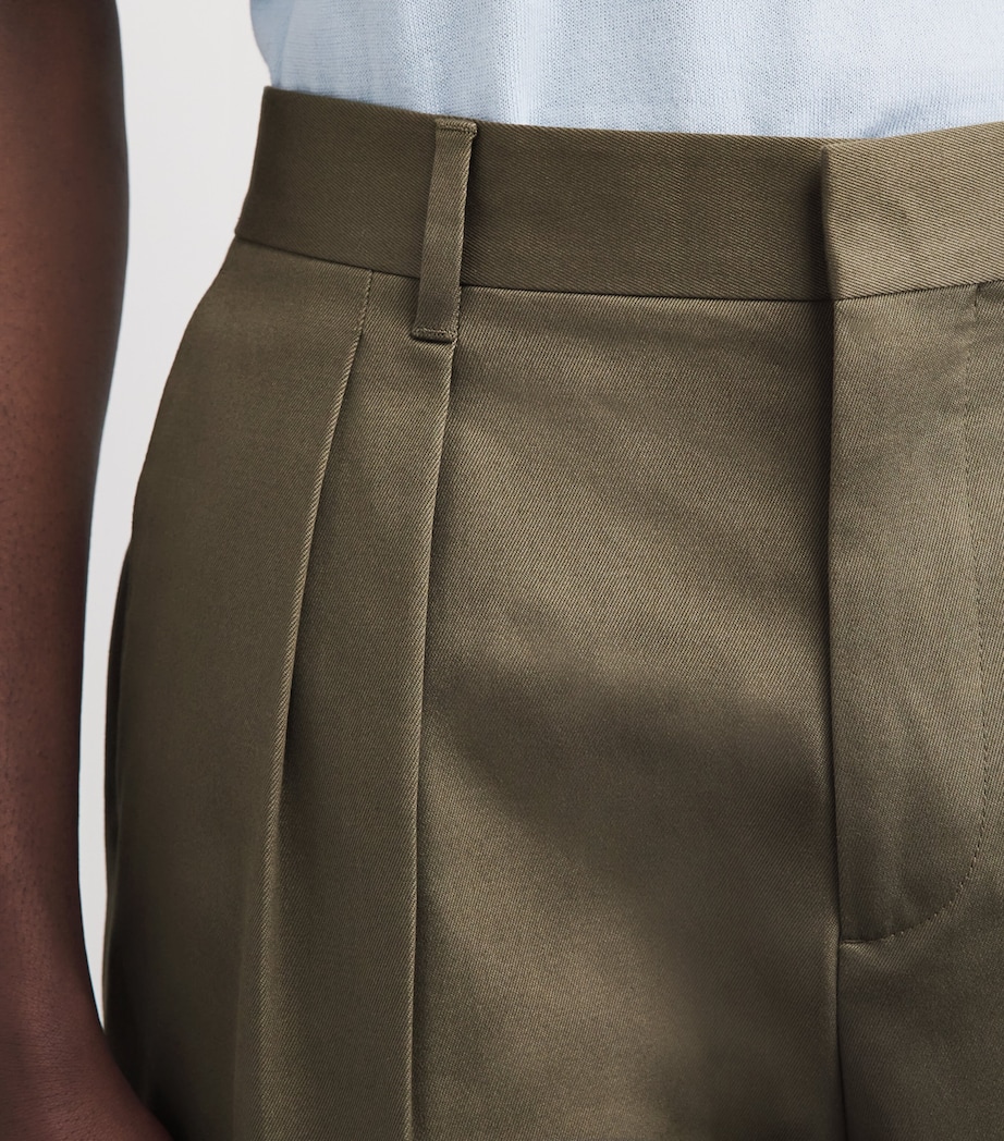 Paul Smith Mens Cotton-Blend Pleated Wide-Leg Trousers Grey Image 3