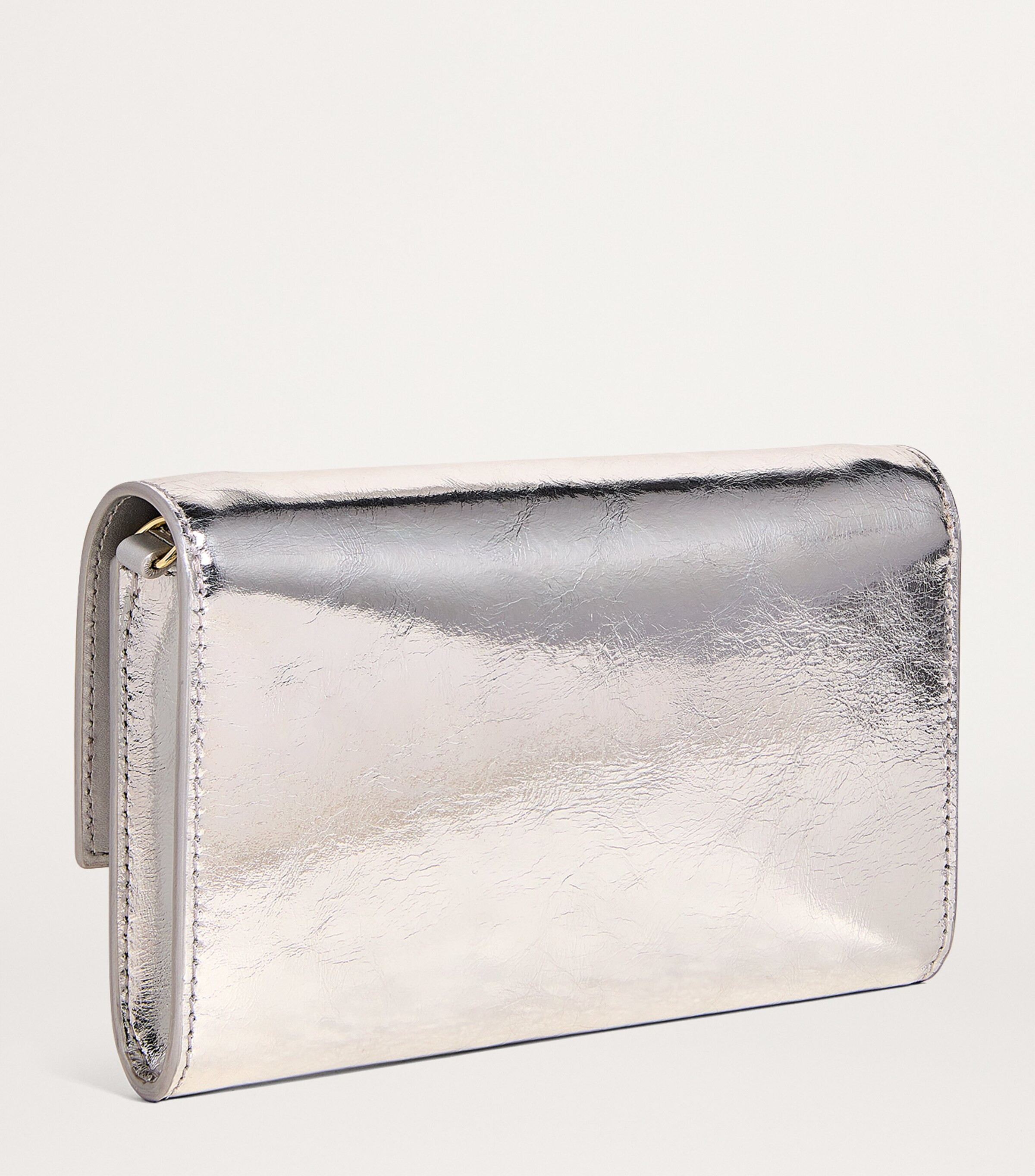 Metallic Leather Clover Clutch Bag SILVERY Image 3