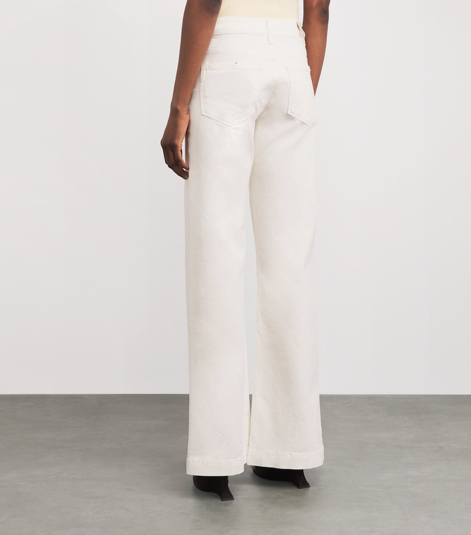 PAIGE Womens Leenah Wide-Leg Jeans Tonal Ecru Image 5