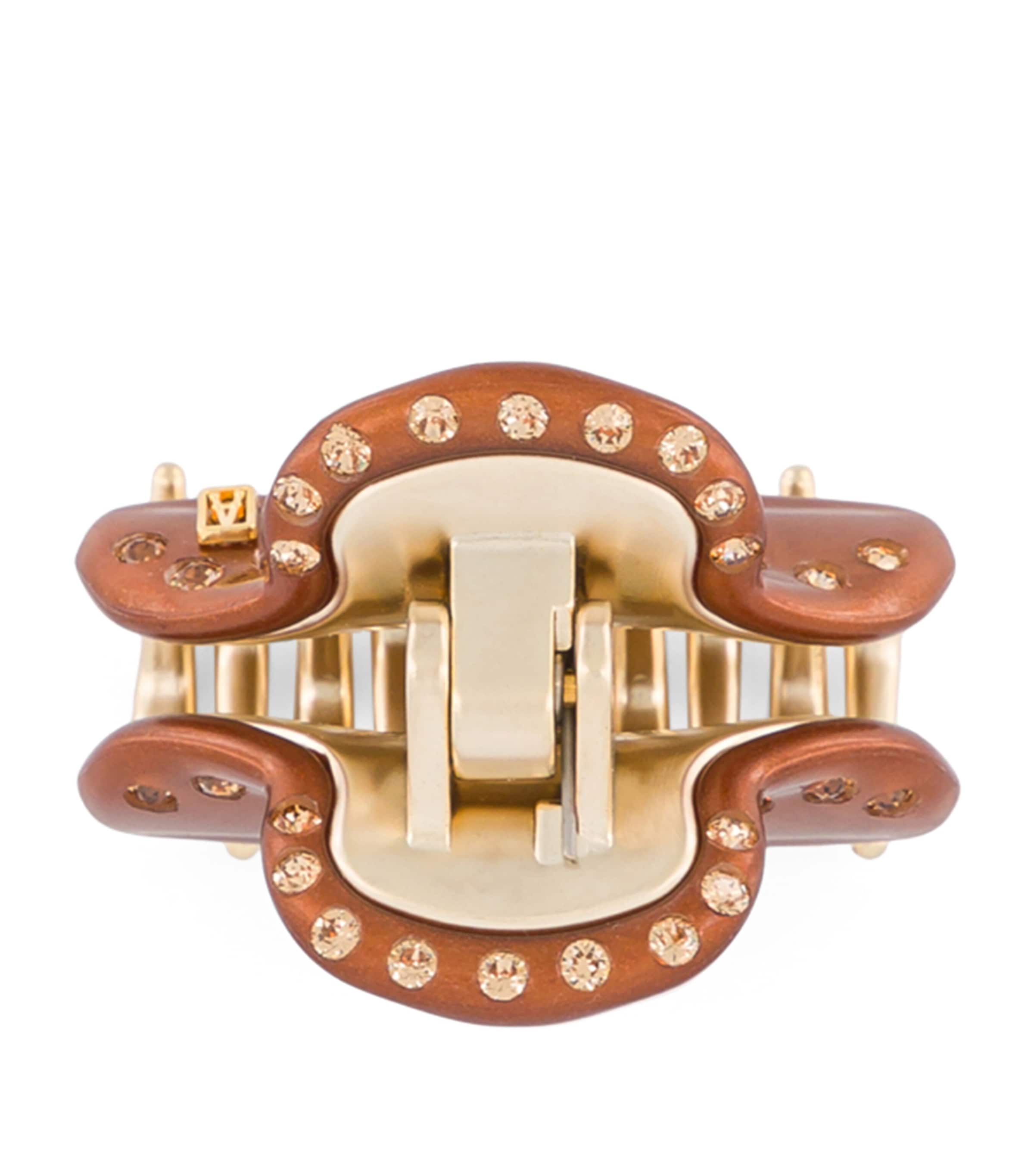 Alexandre de Paris Gold-Plated Crystal-Embellished Claw Hair Clip Pail Brun/or Image 3