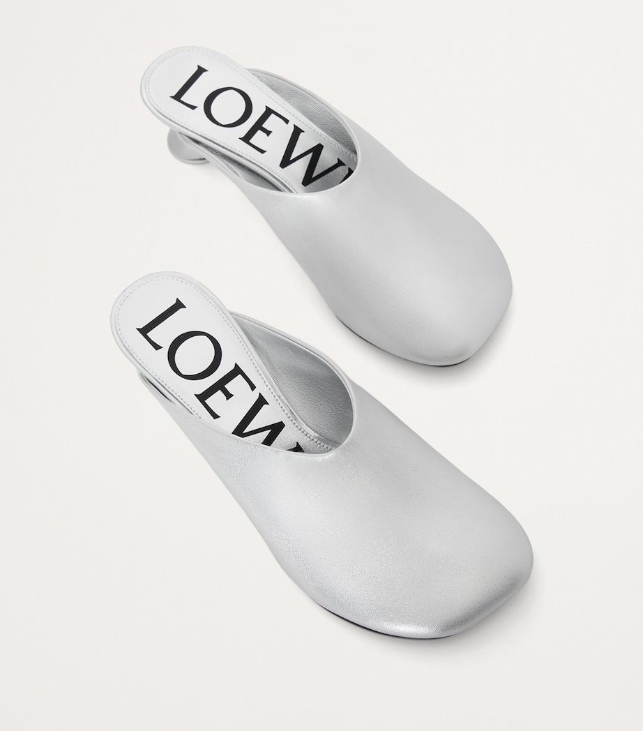 Metallic Leather Toy Mules 45 SILVER Image 4