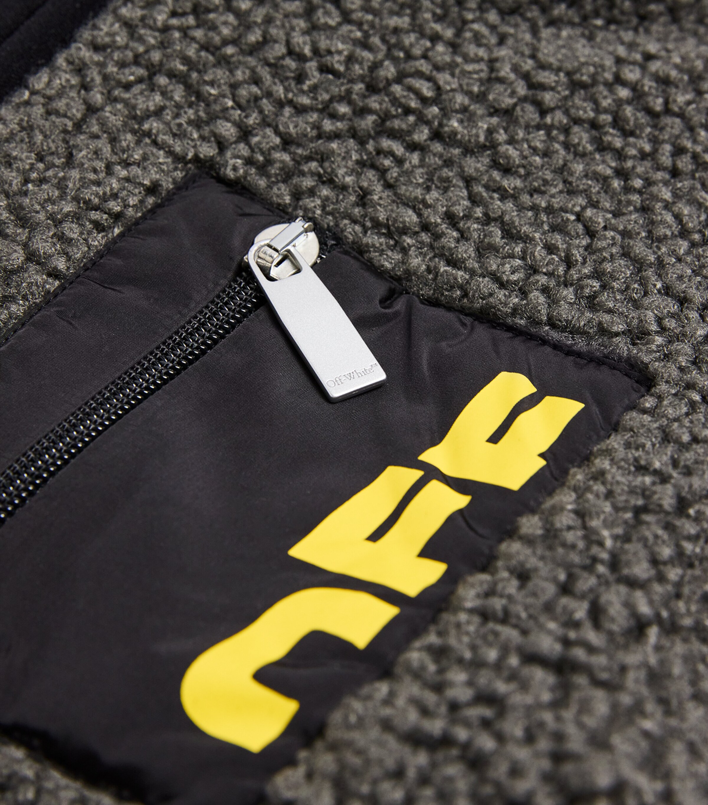Off-White Kids Logo Teddy Fleece Jacket (4-12+ Years) Grey Yellow Image 3