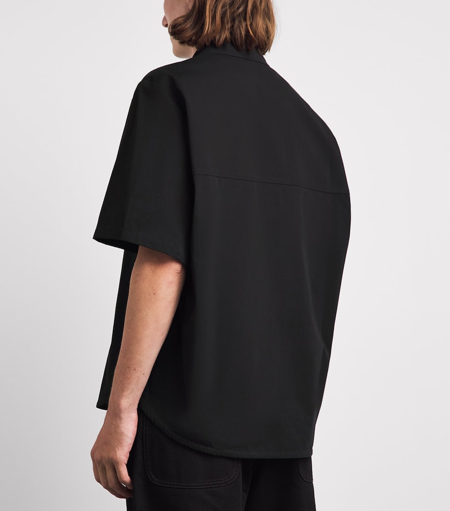Séfr Mens Cotton Waylon Short-Sleeve Shirt Black Fine Poplin Image 5