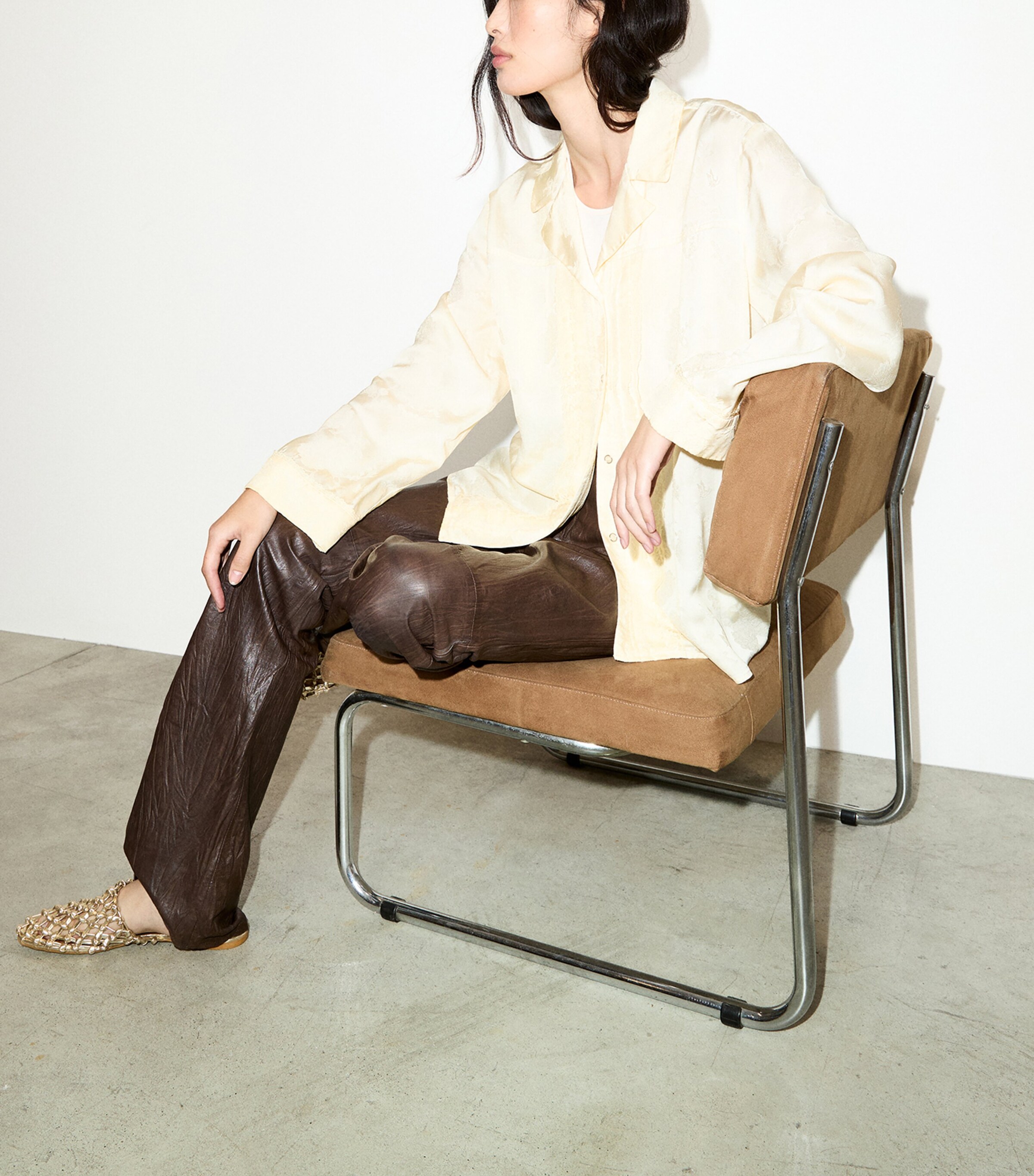 MAX&Co. Womens Lace-Trim Shirt Banana Image 3