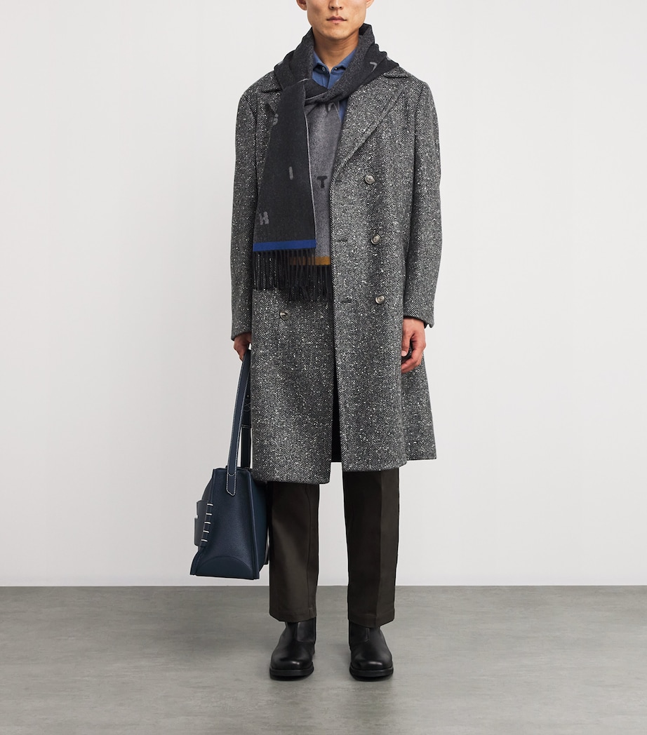 Merino Wool Jacquard Scarf 79_BLACK Image 2