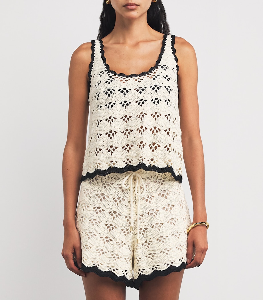 Cotton Rhiannon Crochet Tank Top CRBL/CREAM/BLACK Image 3