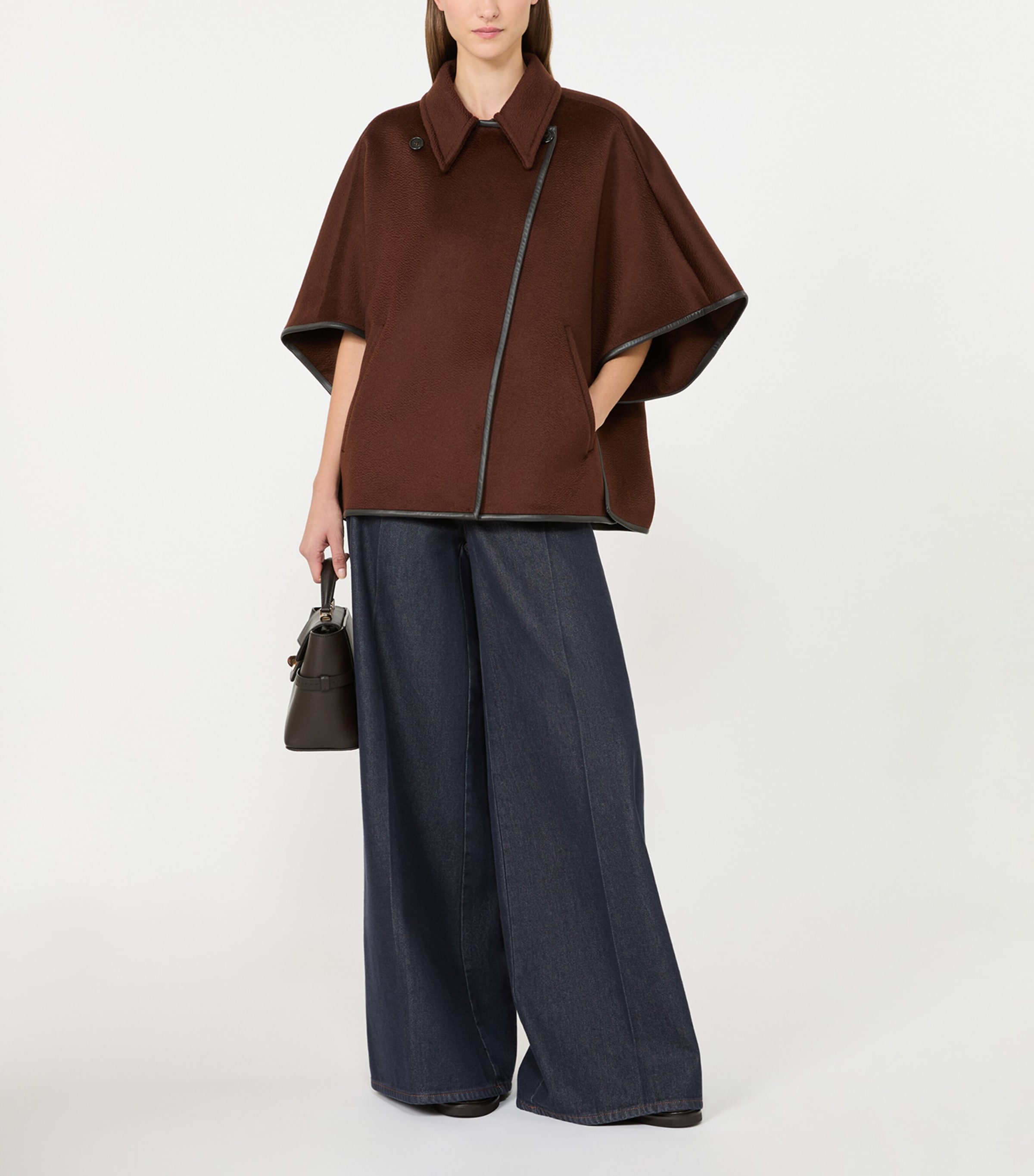 Max Mara Womens Cashmere Wrap-Front Cape Rust Image 4