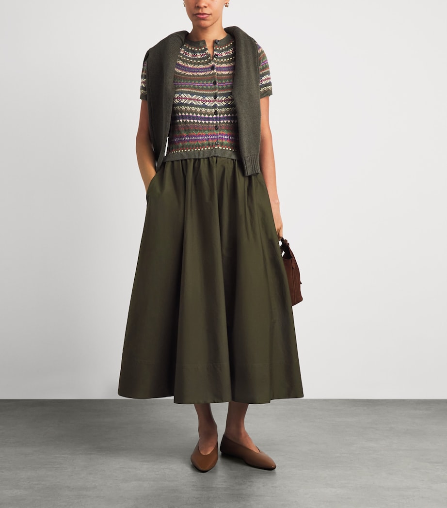 Polo Ralph Lauren Womens Fair Isle Cardigan Midi Dress Olive Multi Image 2