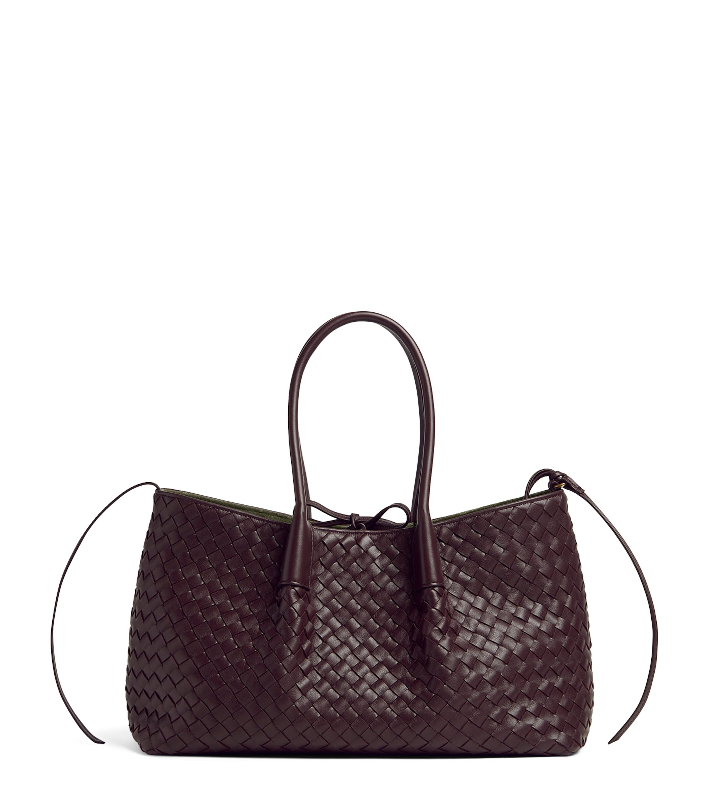 Bottega Veneta Leather Reversible Pinacoteca Tote Bag In Burgundy