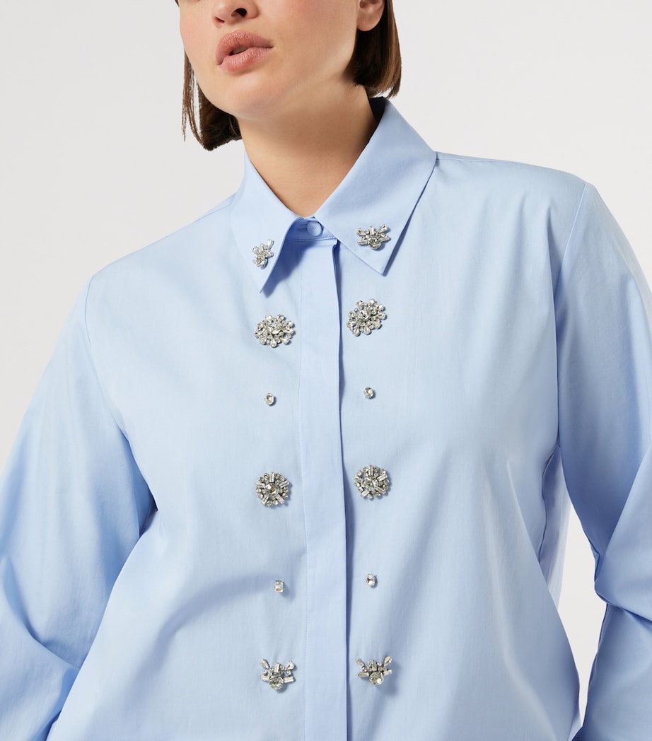 Marina Rinaldi Womens Cotton Embellished Shirt Sky Blue Image 5