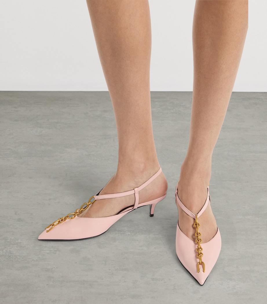 Balmain Calfskin Sync Slingback Heels 45 Rose Pale Image 2