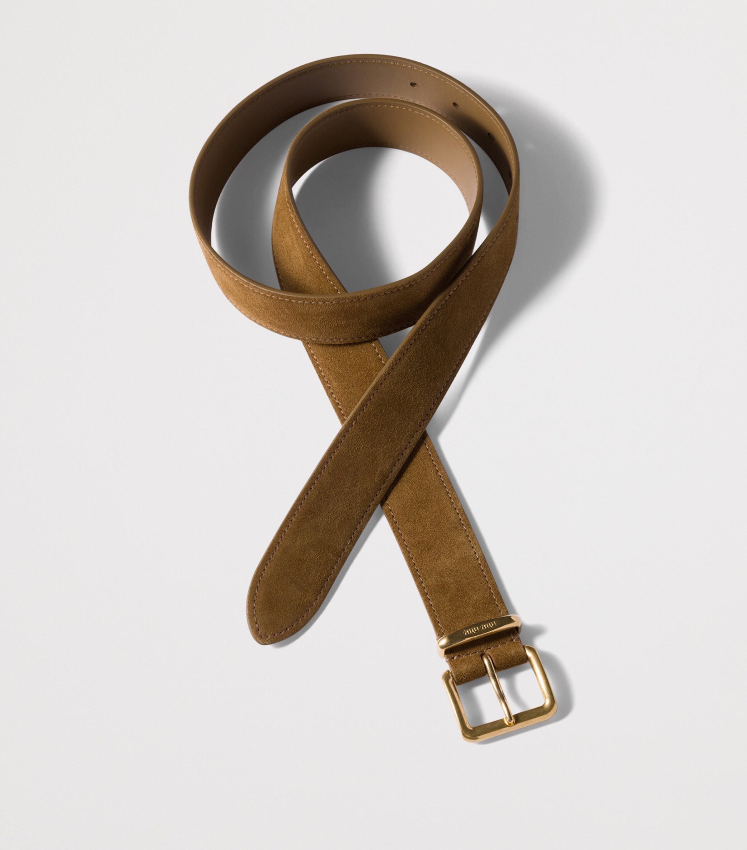 ベルト MIUMIU DARK BROWN SUEDE BELT Miu Miu Logo Buckle Belt | Brown | FARFETCH