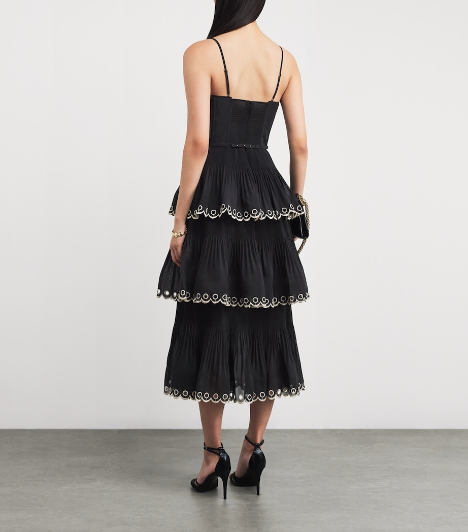 Georgette Tiered Midi Dress BLK BLACK Image 3