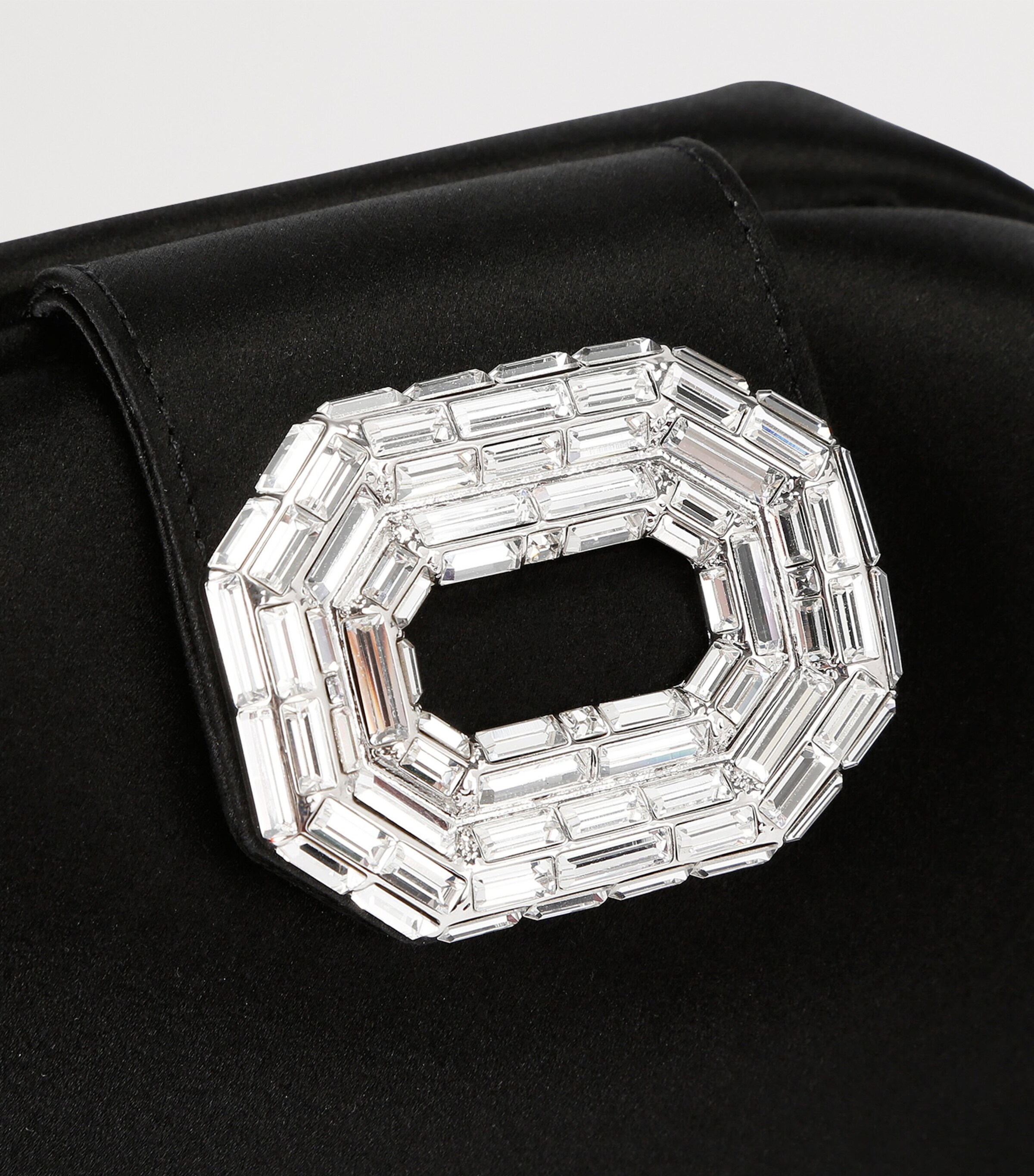 Satin Camelia Clutch Bag BLACK Image 3