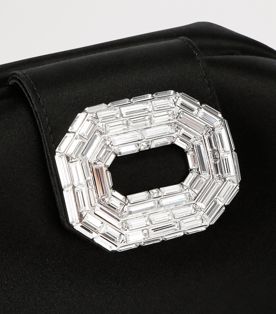 Satin Camelia Clutch Bag BLACK Image 3