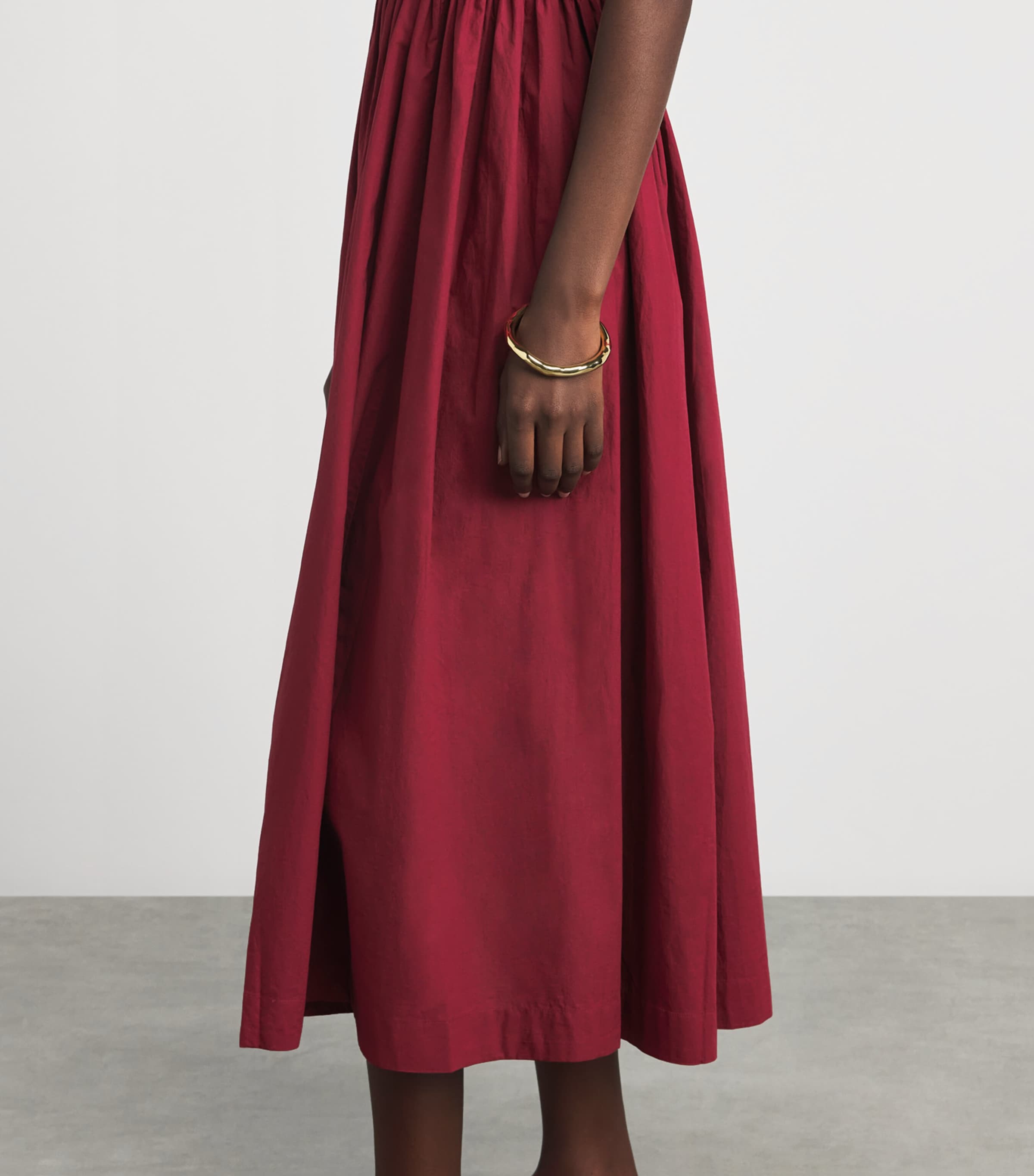 DÔEN Womens Organic Cotton Quinley Midi Dress Deep Ruby Image 5