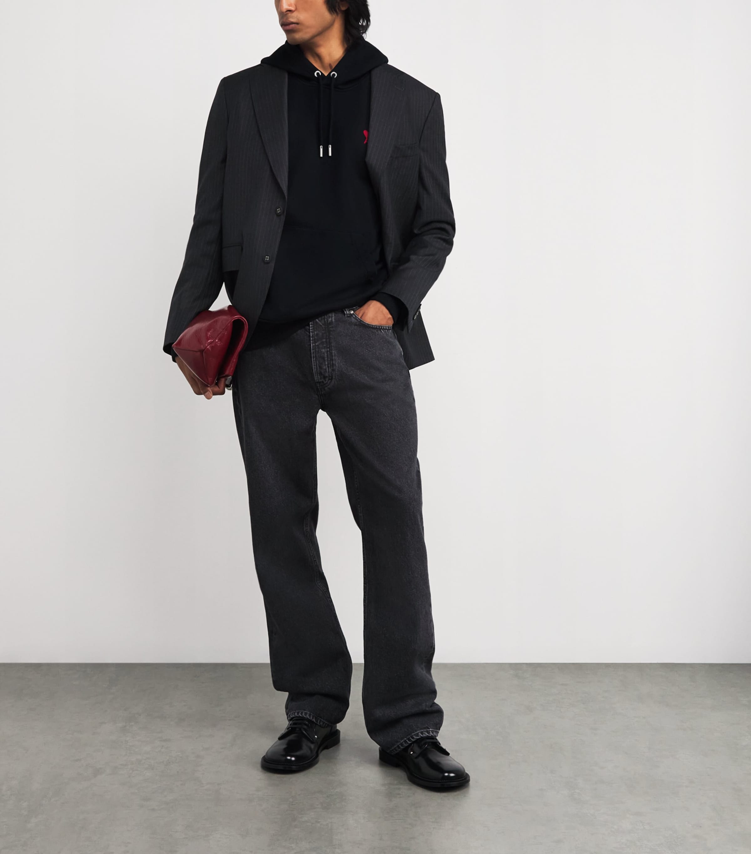 Cotton Embroidered Ami De Coeur Logo Hoodie 001 - NOIR Image 2