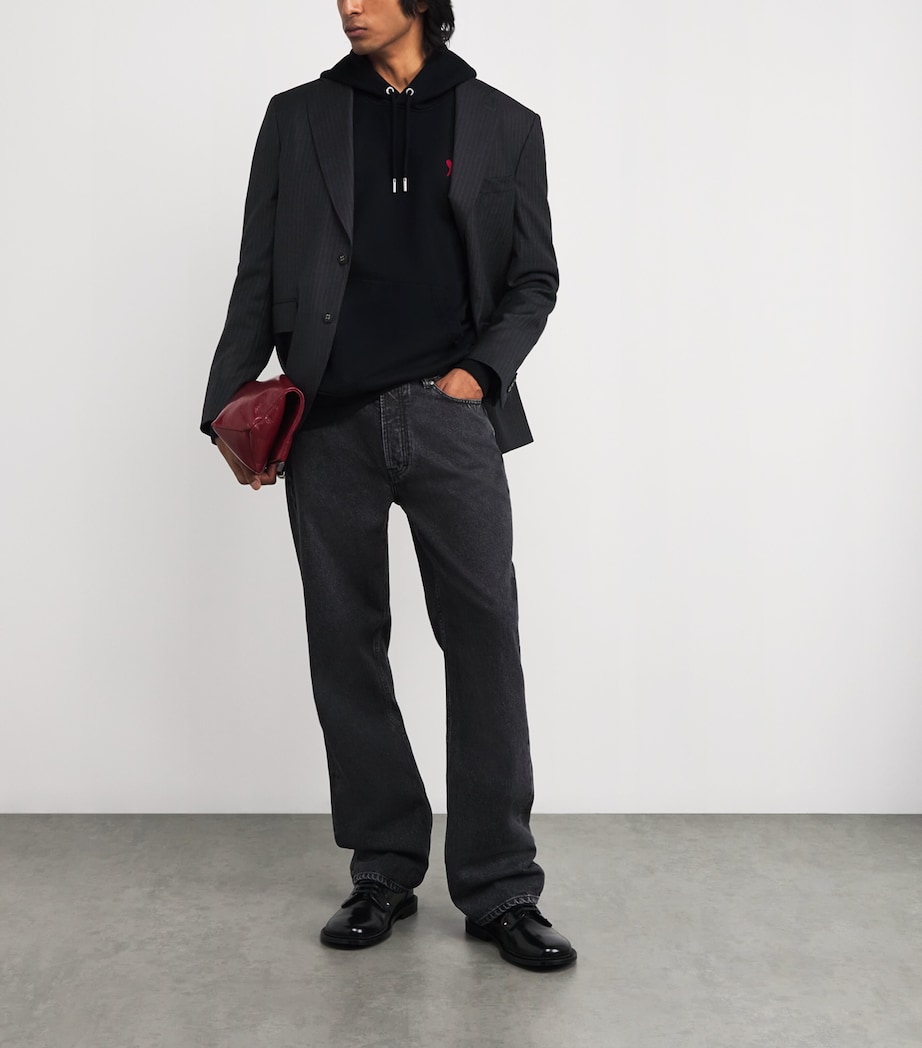 Cotton Embroidered Ami De Coeur Logo Hoodie 001 - NOIR Image 2