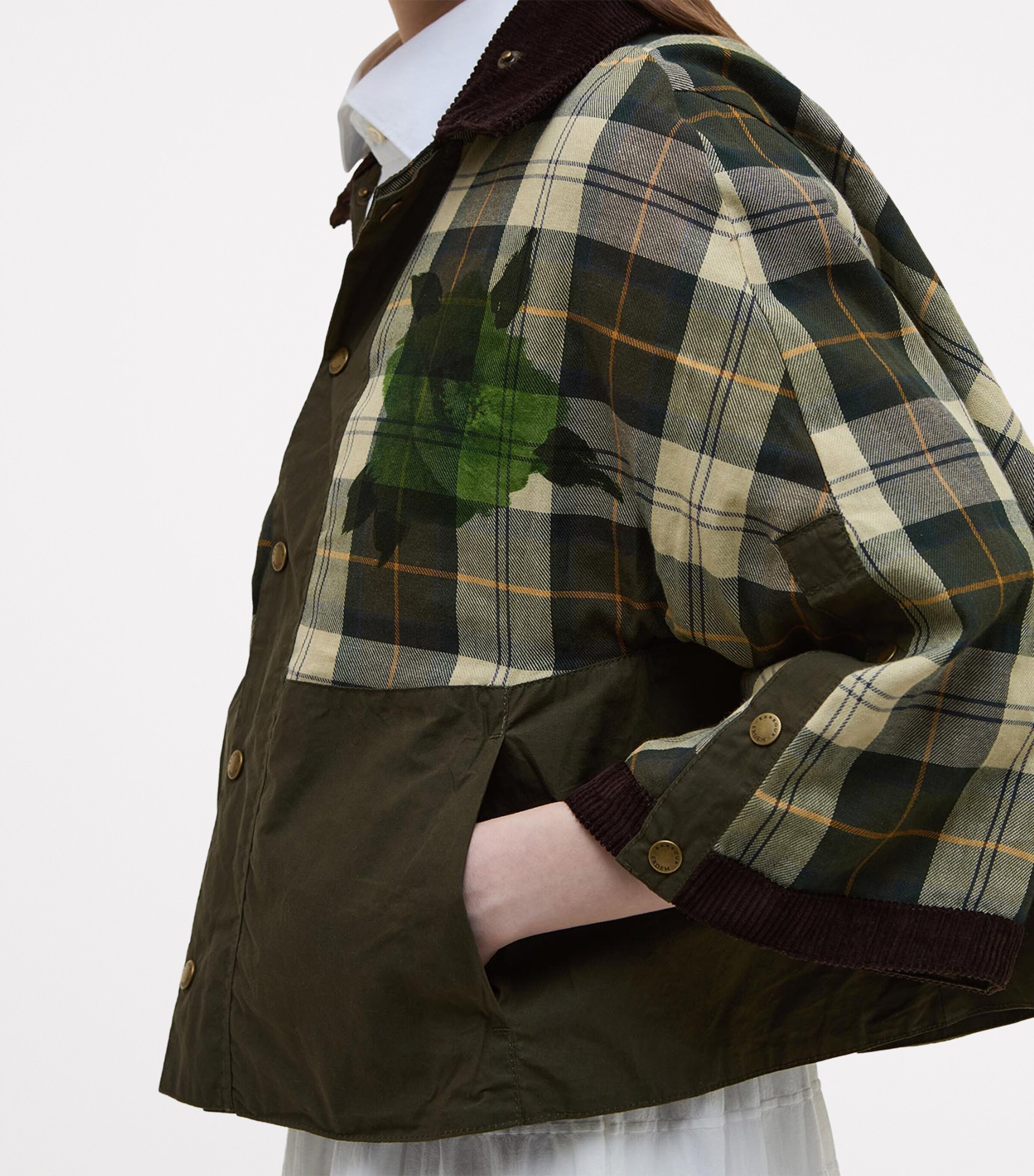 Barbour Womens x ERDEM Reversible Clover Trapeze Jacket Olive/sand/blck Flrl Image 10