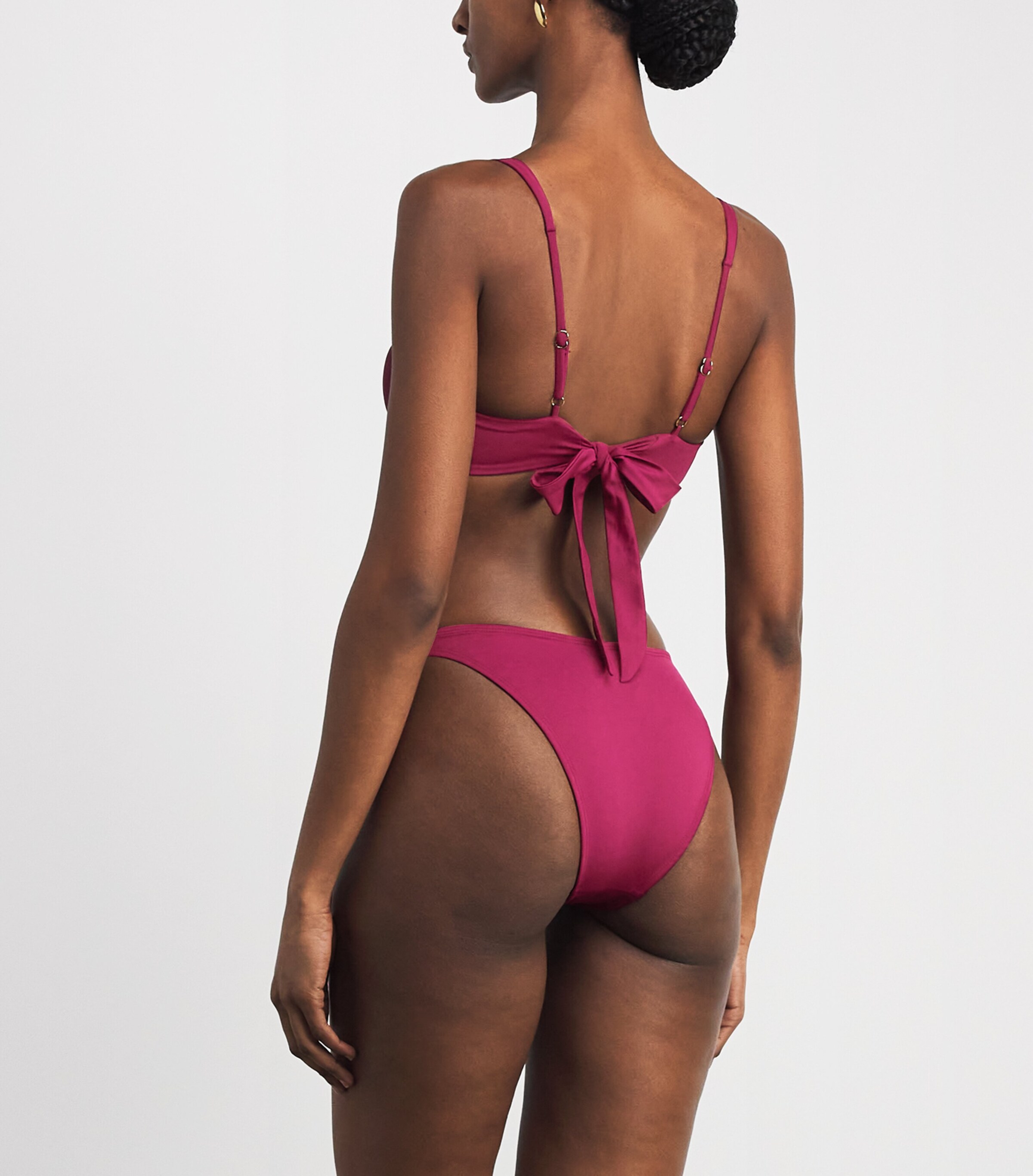 AWAY THAT DAY Womens Palma Plunge Bikini Top Cassis Image 3