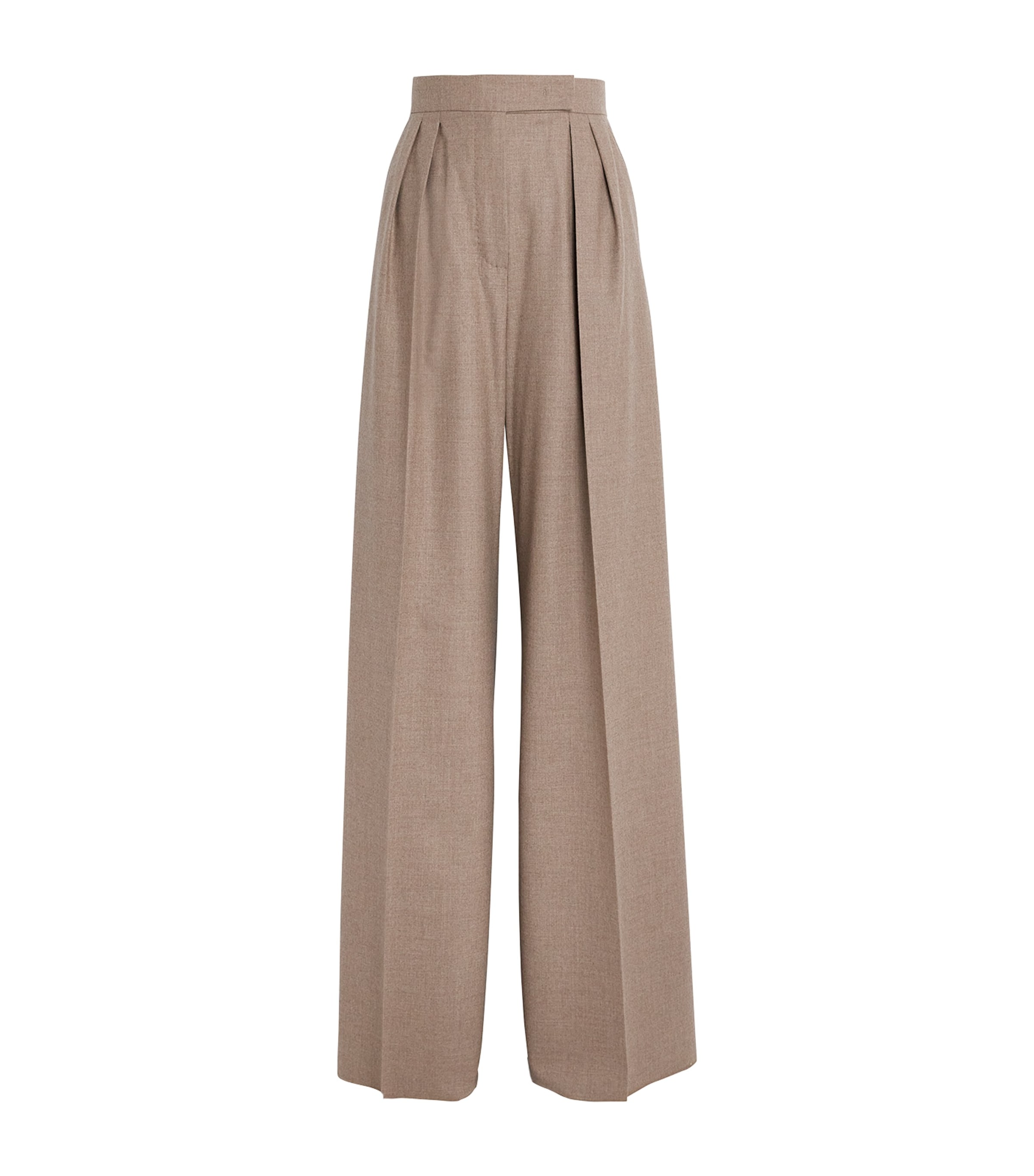 Max Mara Stretch-cashmere Wide-leg Trousers In Brown