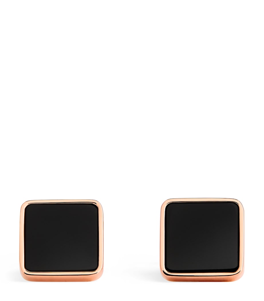 Rose Gold-Plated Key Stone Cufflinks BLACK Image 1