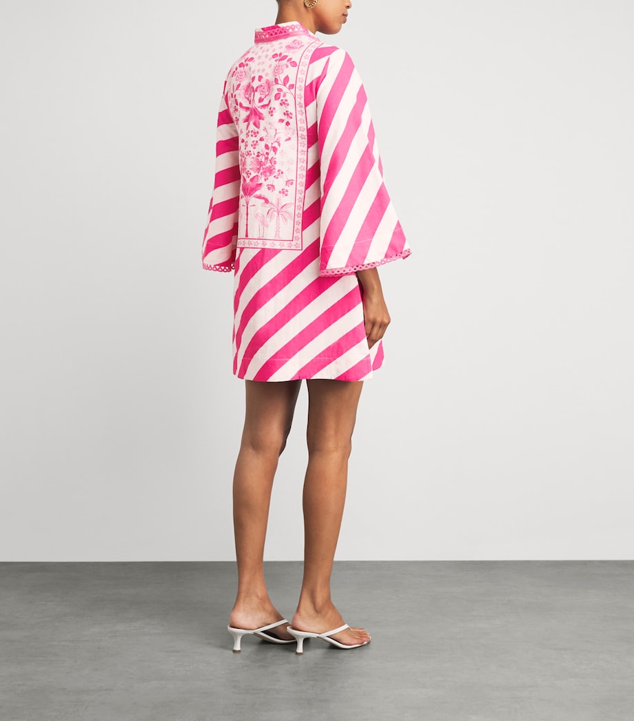 Verandah Womens Printed Kaftan Mini Dress Ivory & Fuschia Pdkm Image 4