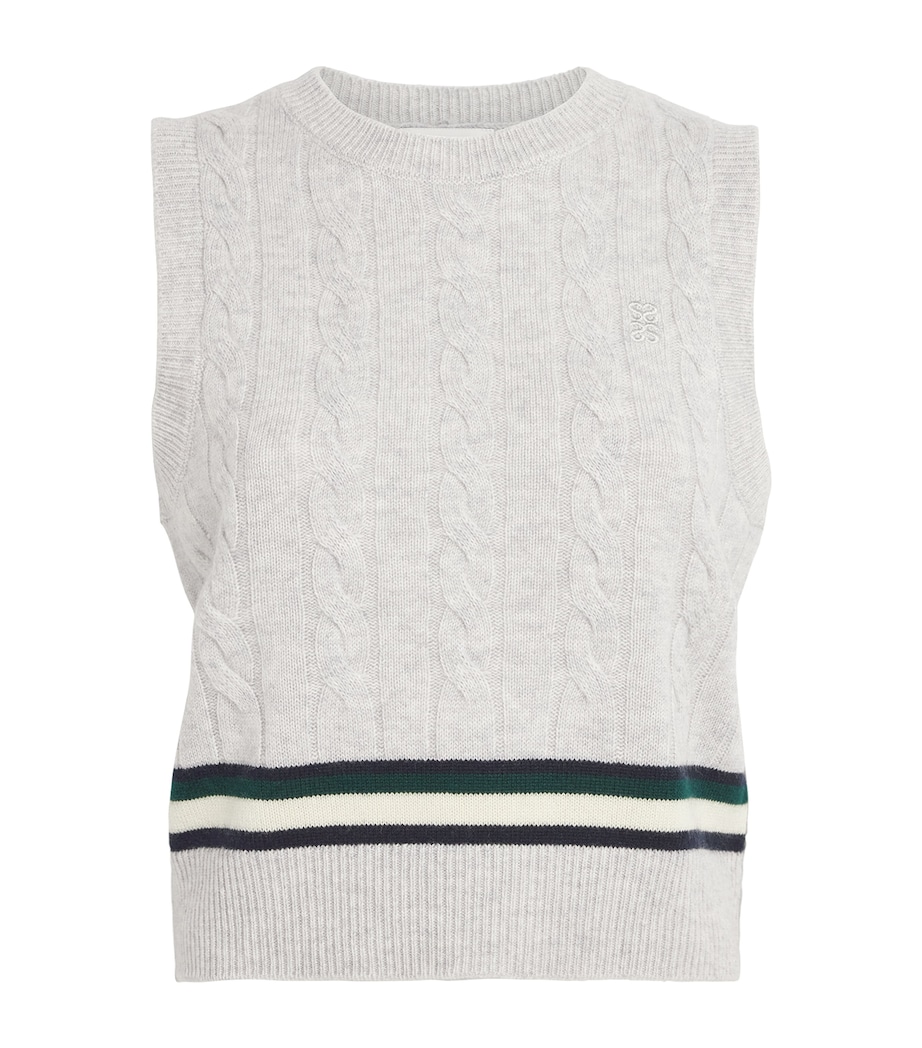 Wool-Cashmere Cable-Knit Sweater Vest GREY Image 1