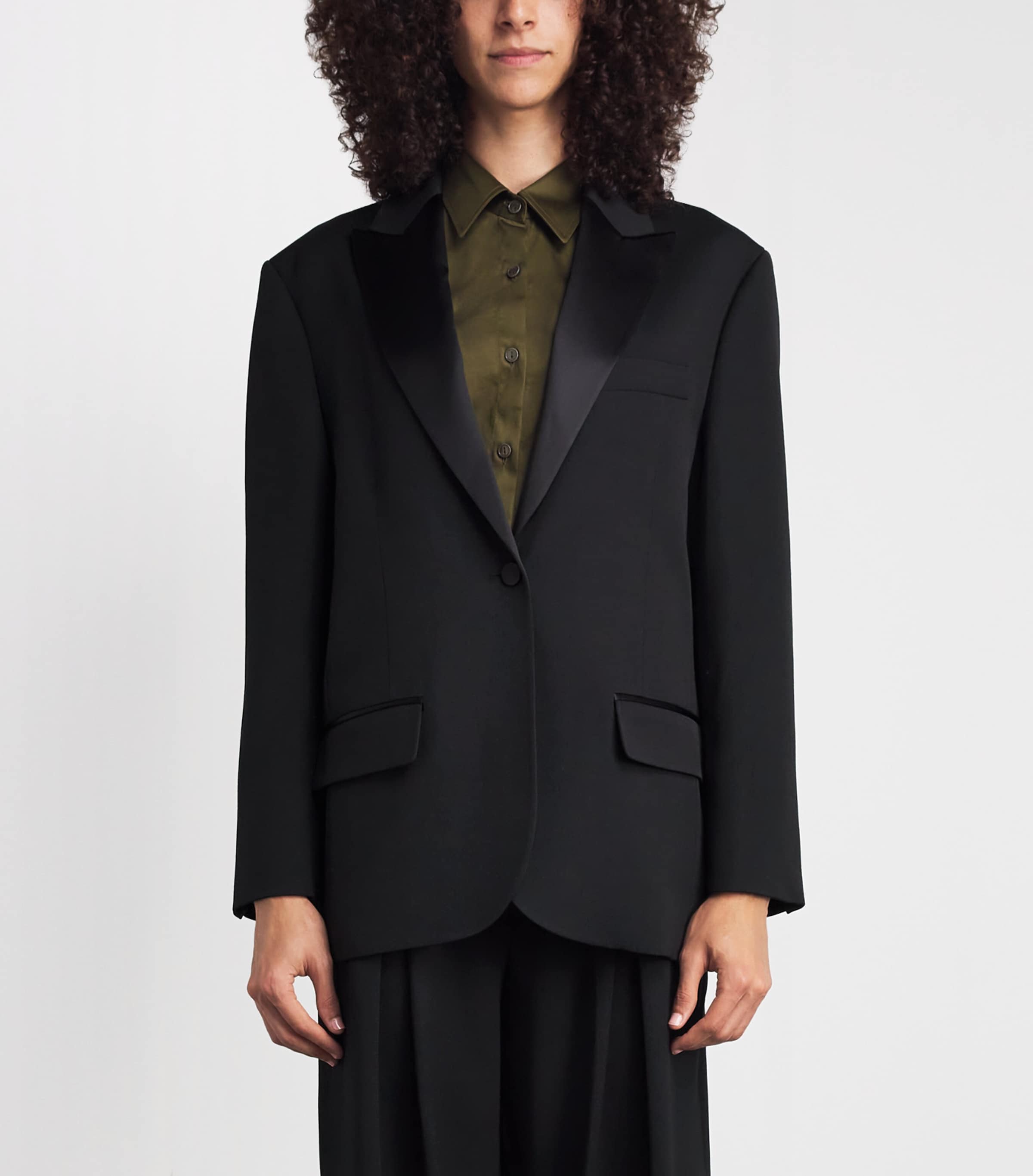ME+EM Womens Wool-Blend Contour Tux Blazer Black Image 4