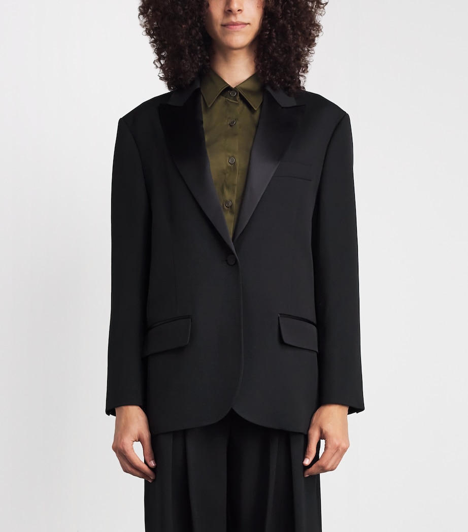 ME+EM Womens Wool-Blend Contour Tux Blazer Black Image 4