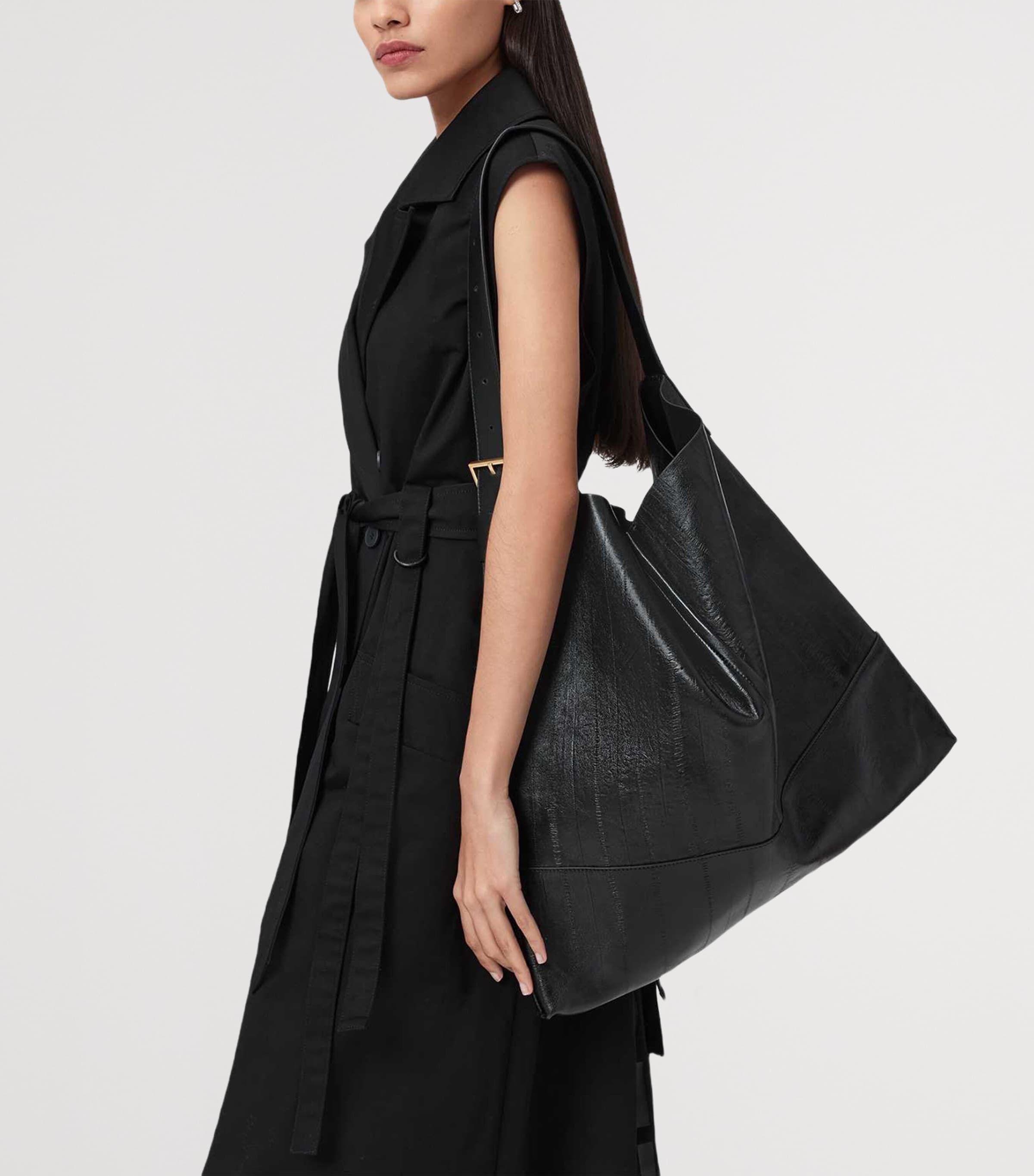 AllSaints Leather Asha Eel Shoulder Bag Black Image 2