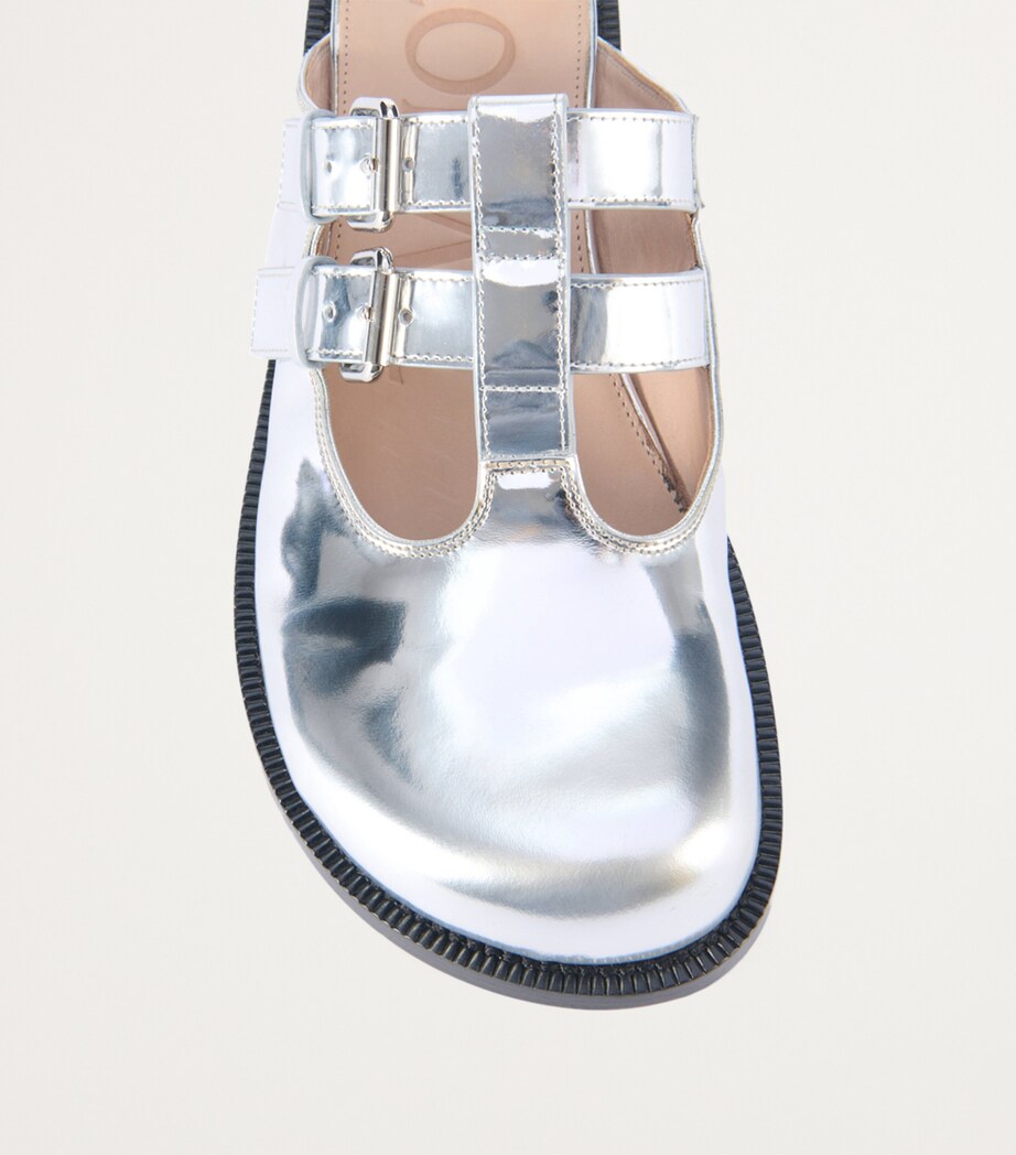 LOEWE Leather Mary Jane Mules Silver Image 4