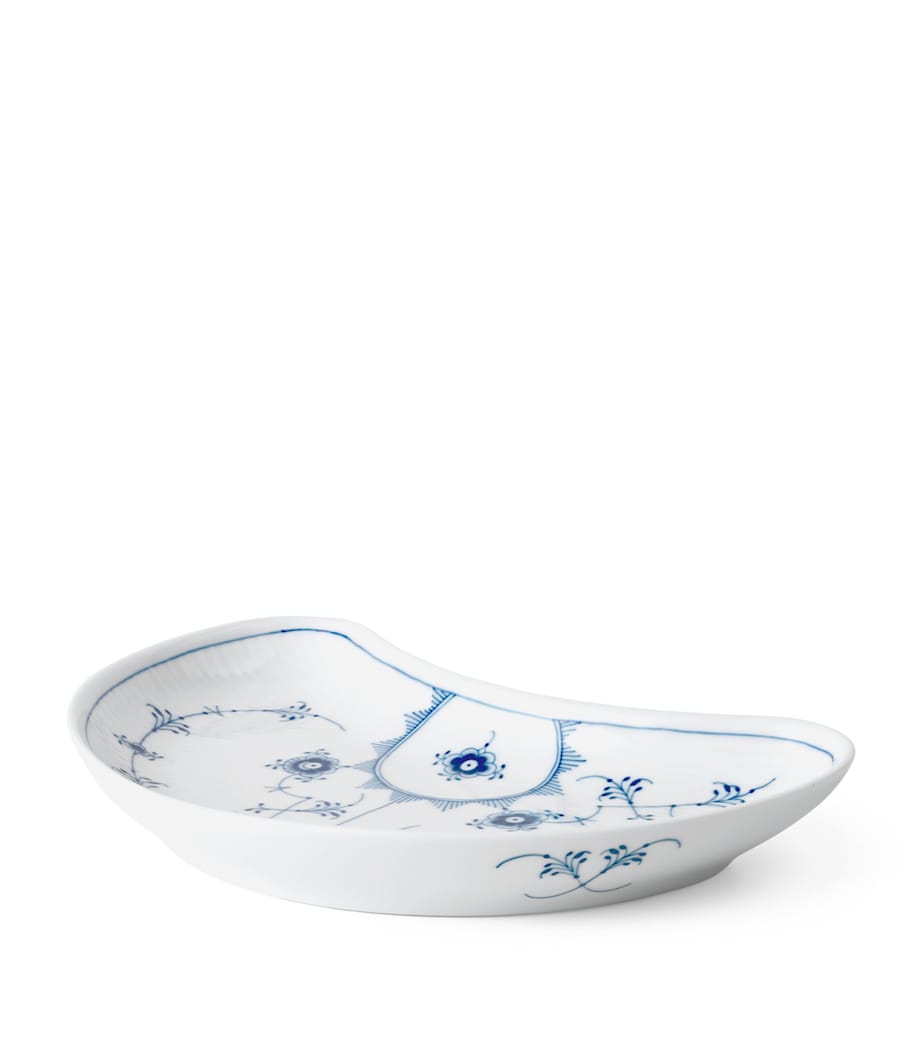 Porcelain Blue Fluted Plain Half-Moon Dish BLUE Image 5