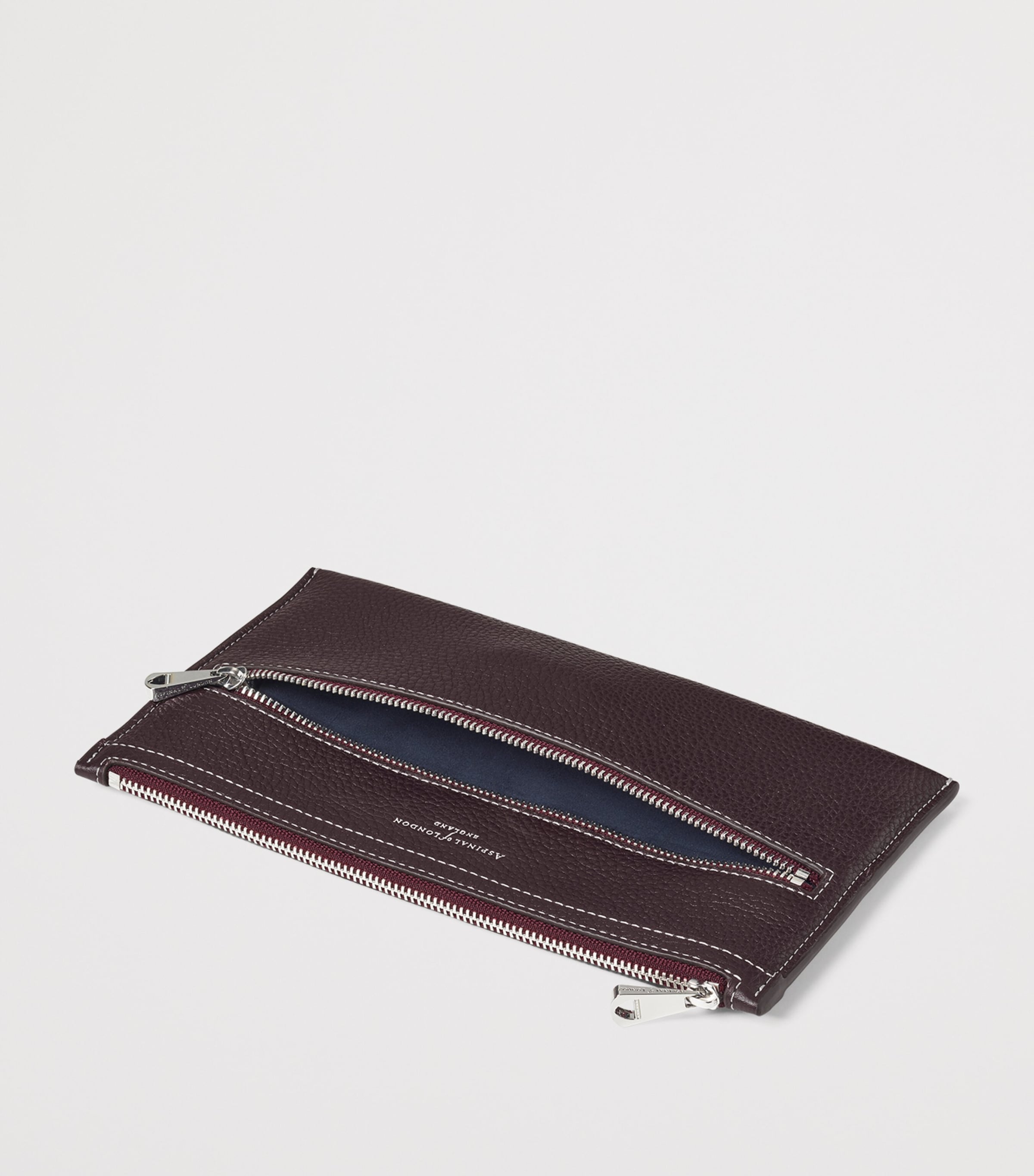 Aspinal Of London Grained Leather Hudson Travel Pouch Wine Image 3
