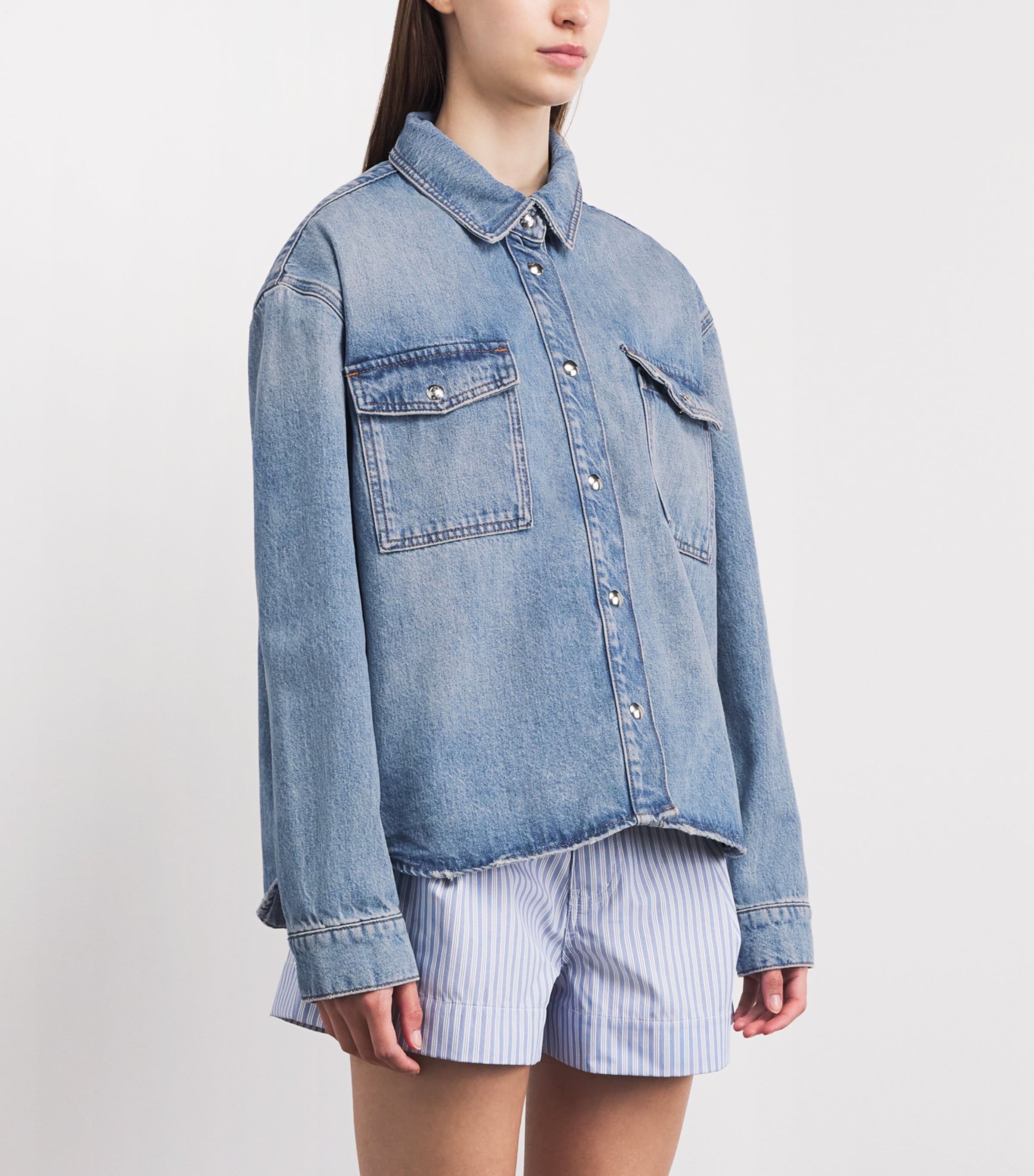 ANINE BING Womens Paxton Denim Shirt Baltic Blue Image 4