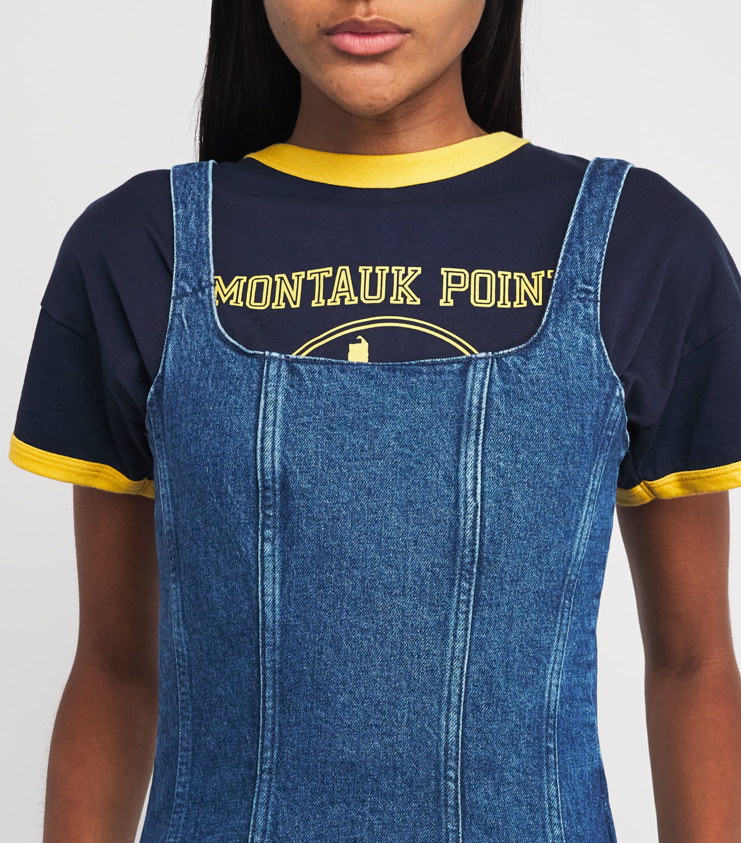 Denim Flared Mini Dress DENIM BLUE Image 6