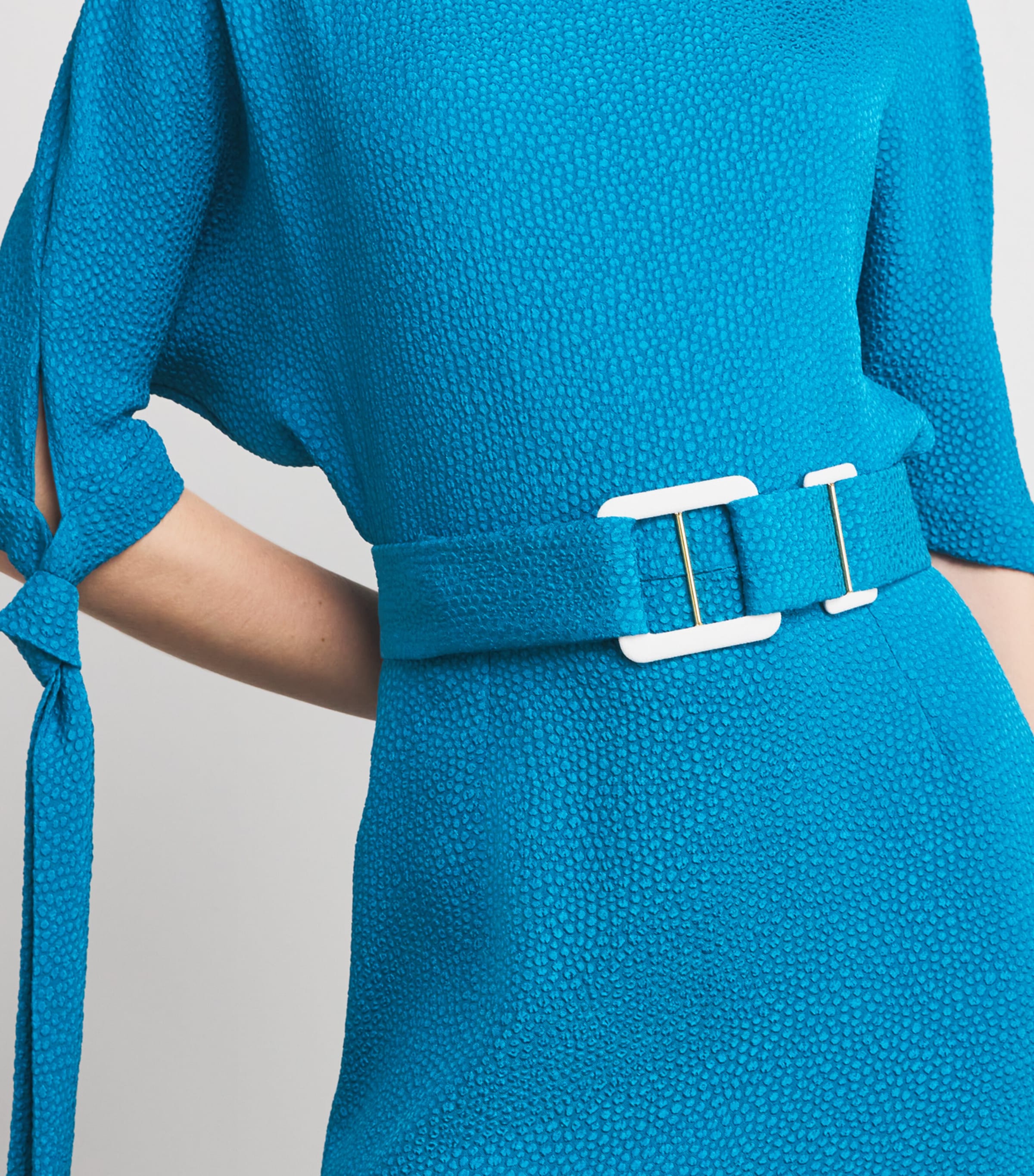 Jacquard Belted Pedernal Midi Dress LAGUNA BLUE Image 6