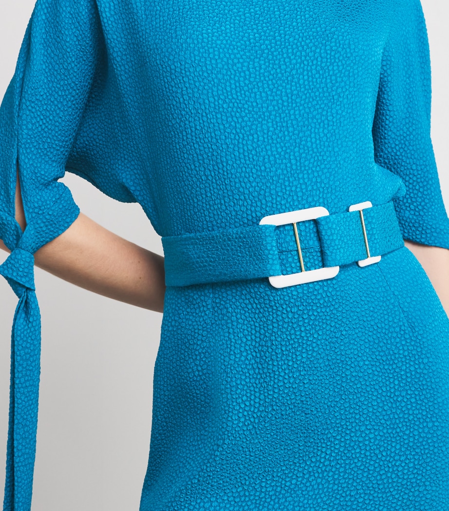 Jacquard Belted Pedernal Midi Dress LAGUNA BLUE Image 6