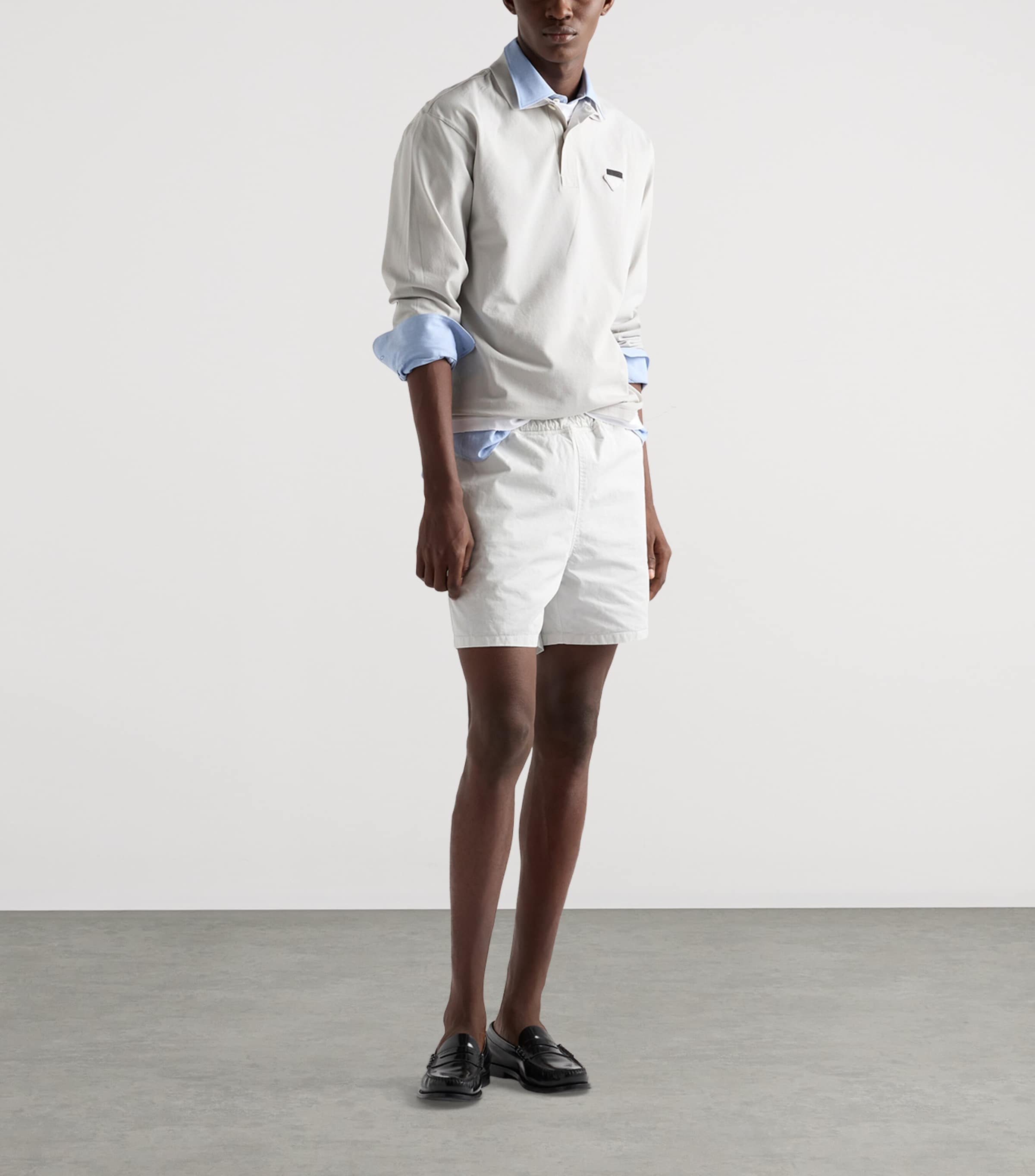 Prada Mens Cotton Crest Shirt Light Blue Image 2