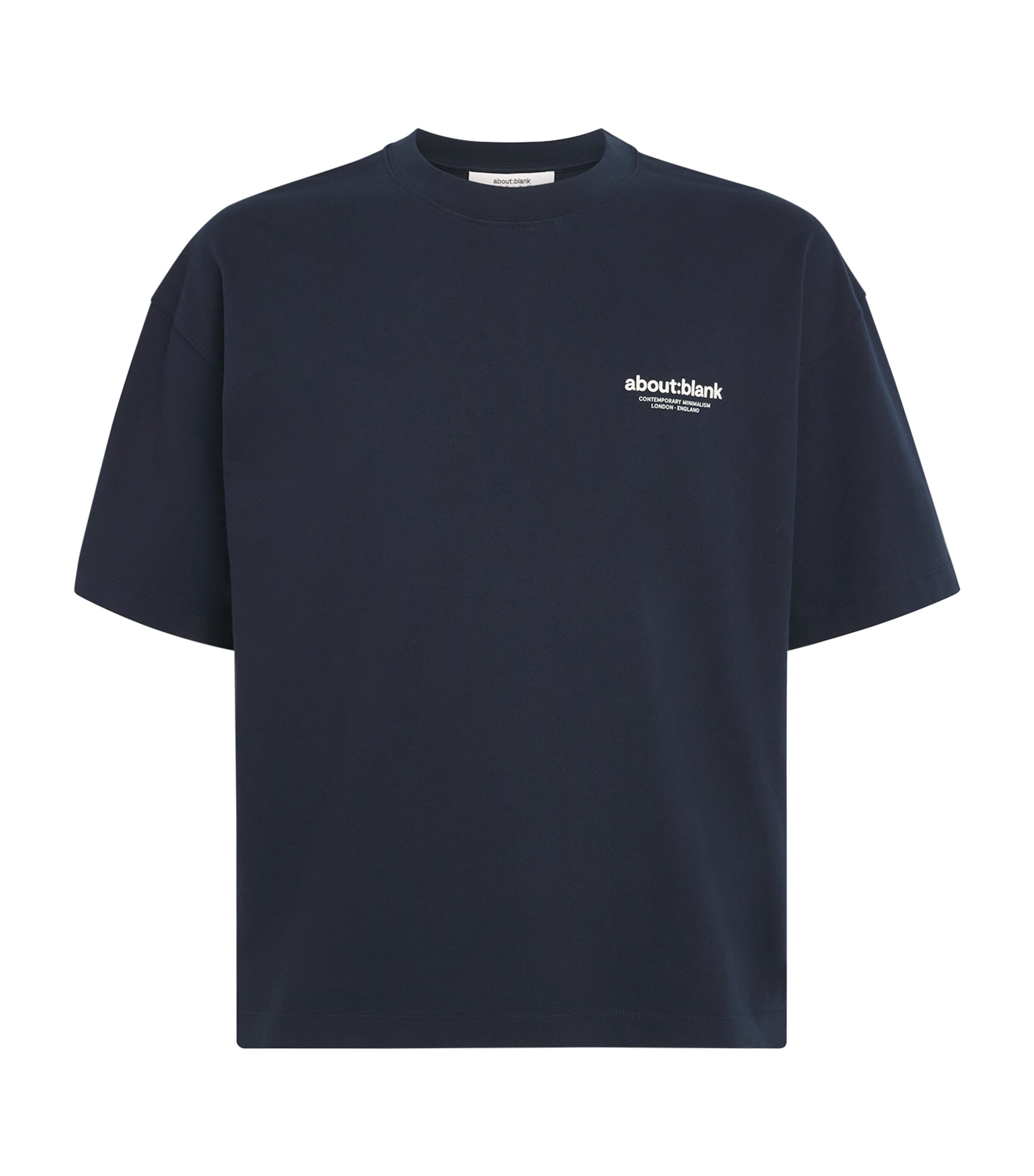about:blank Mens Cotton Logo Boxy T-Shirt Navy Image 1