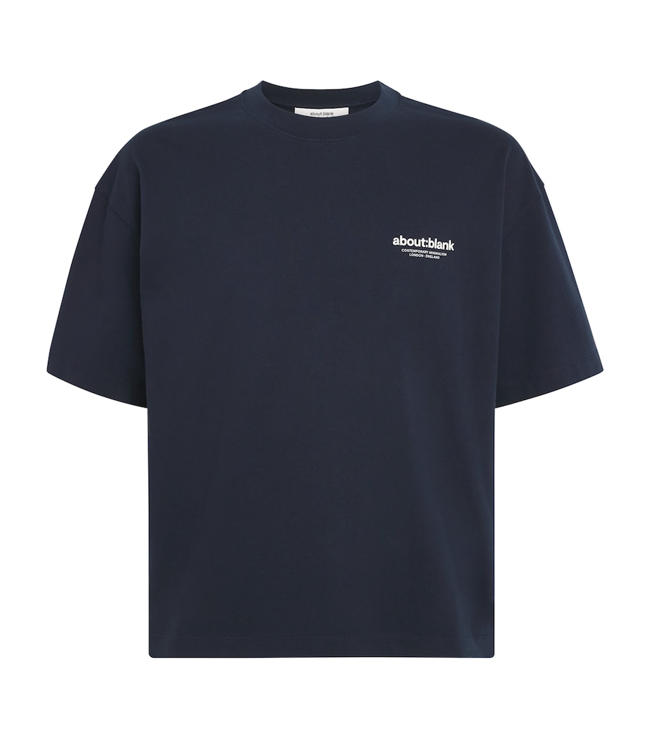 about:blank Mens Cotton Logo Boxy T-Shirt Navy Image 1