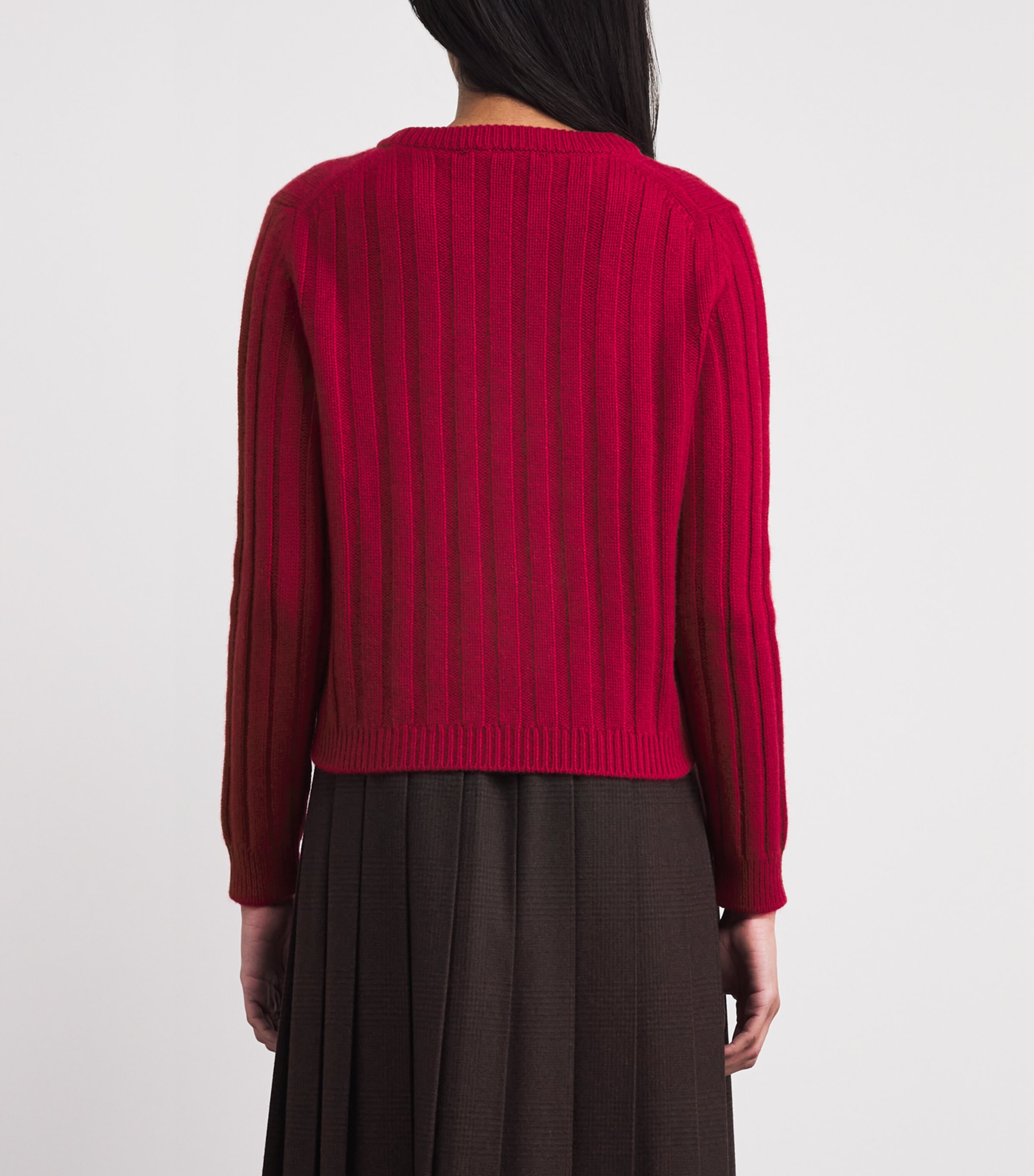 Johnstons Of Elgin Womens Cashmere Ribbed Lecht Sweater Claret Image 5