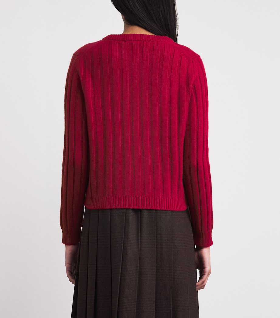 Johnstons Of Elgin Womens Cashmere Ribbed Lecht Sweater Claret Image 5