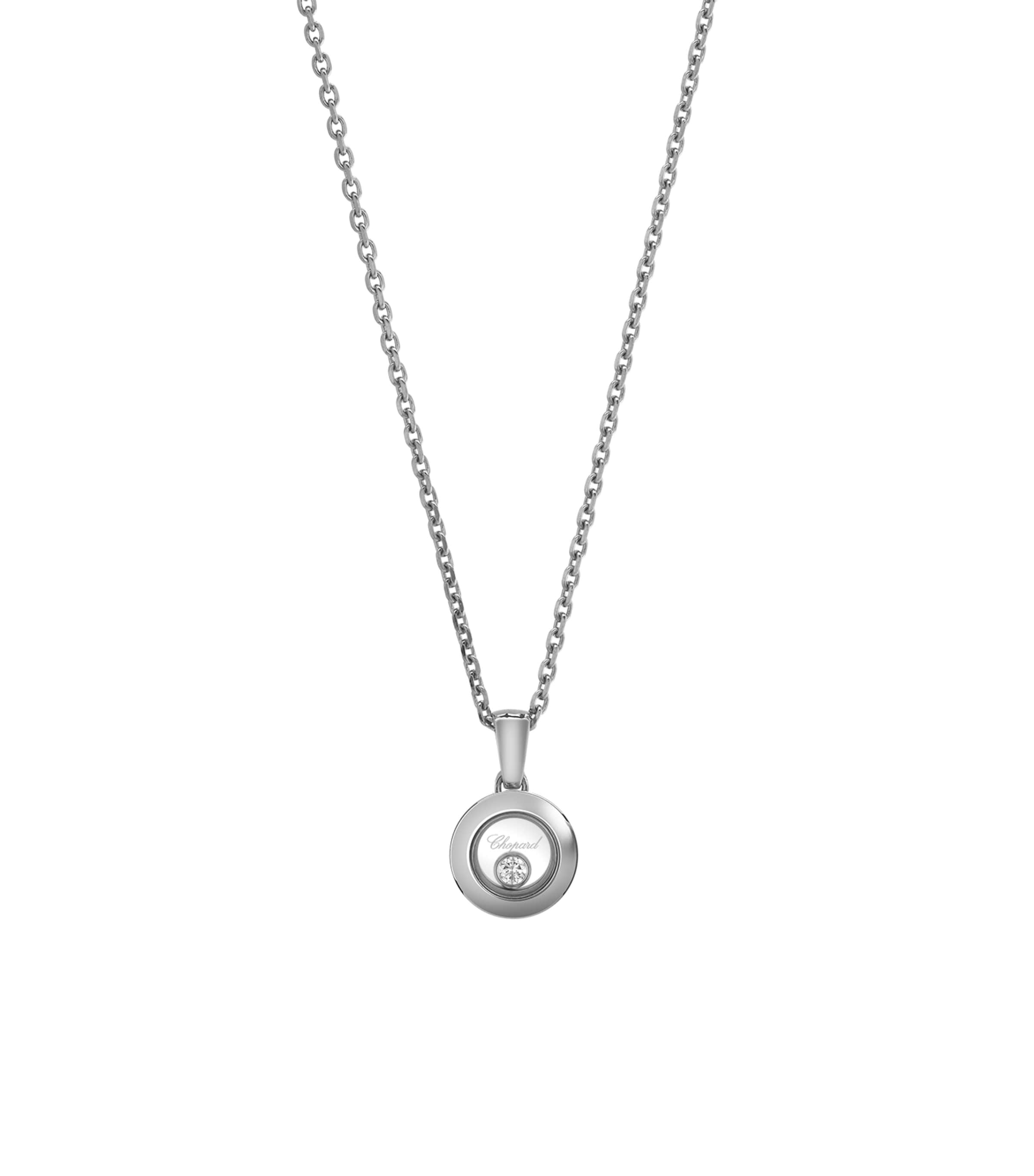 Shop Chopard White Gold And Diamond Happy Diamonds Icons Pendant Necklace