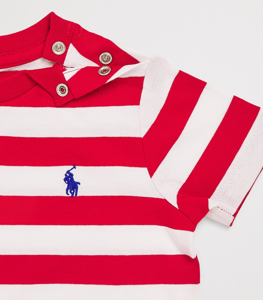 Cotton Polo Pony Stripe T-Shirt (3-24 Months) RED Image 3